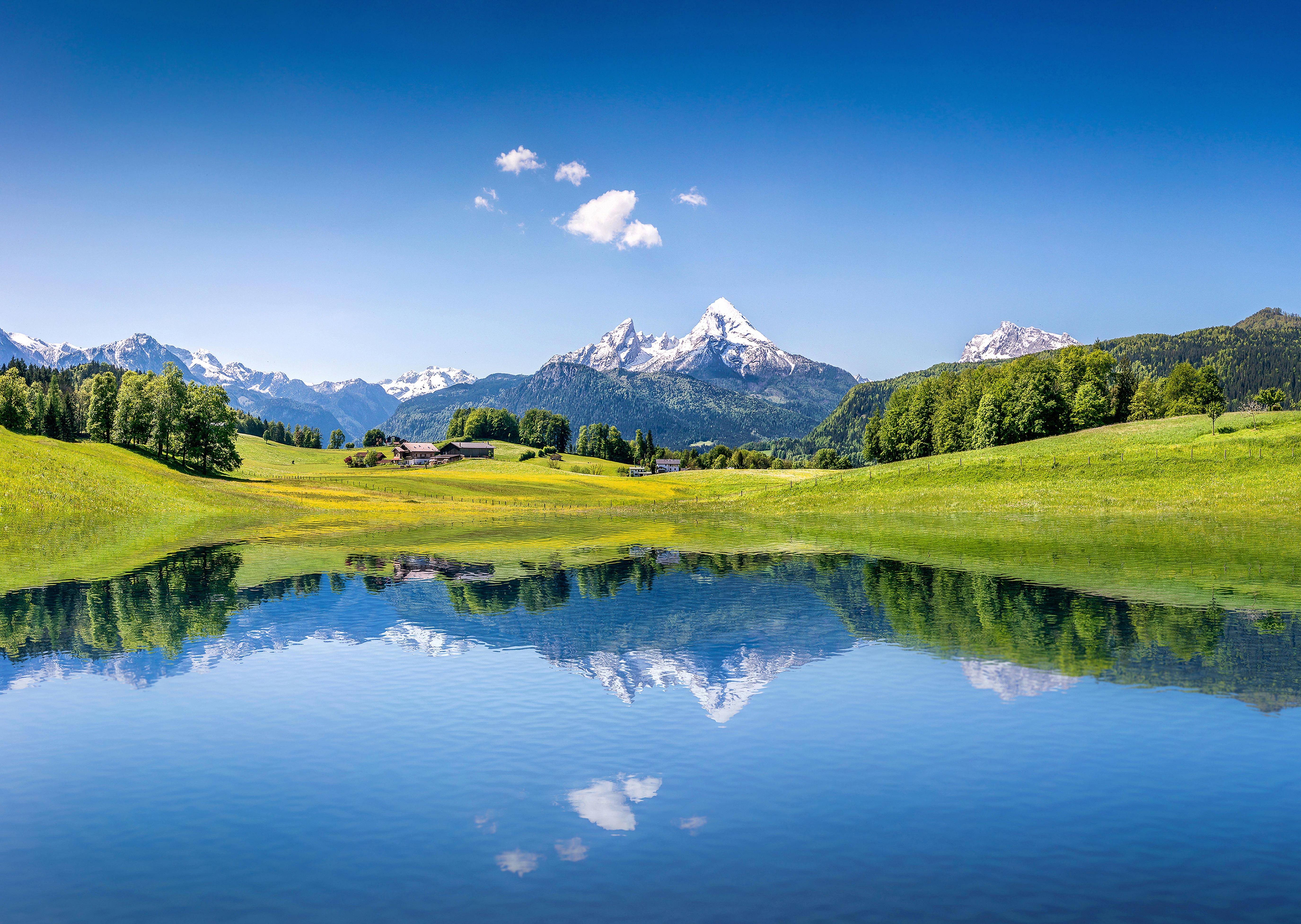 Wallpaper Summer mountains, Lake, Alps, 4K, Nature