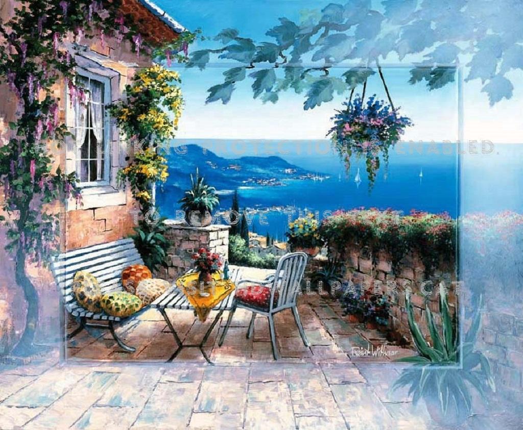 mediterranean view sea terrace nature table