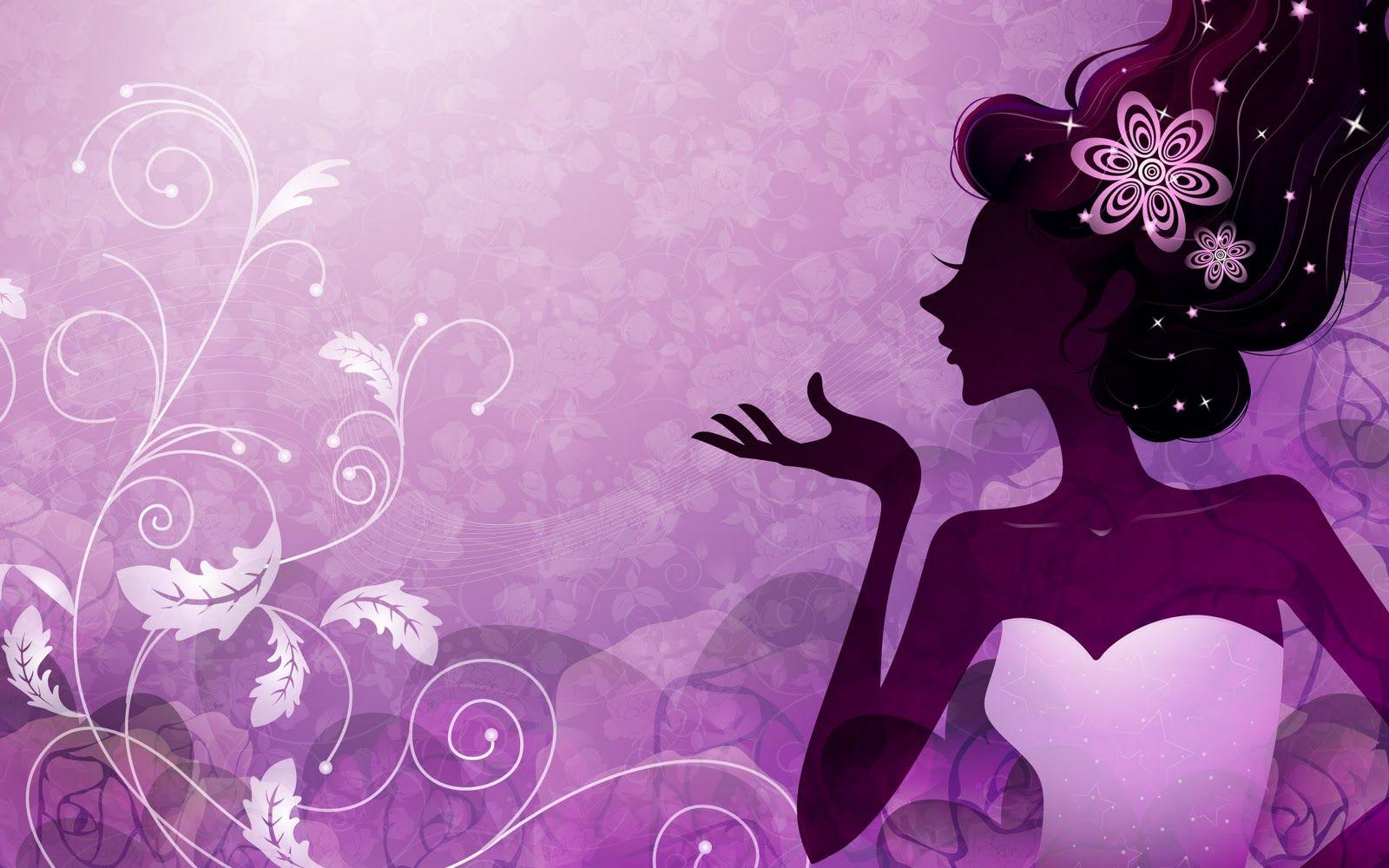 Beauty Girl on Purple Background Wallpaper. Purple Background