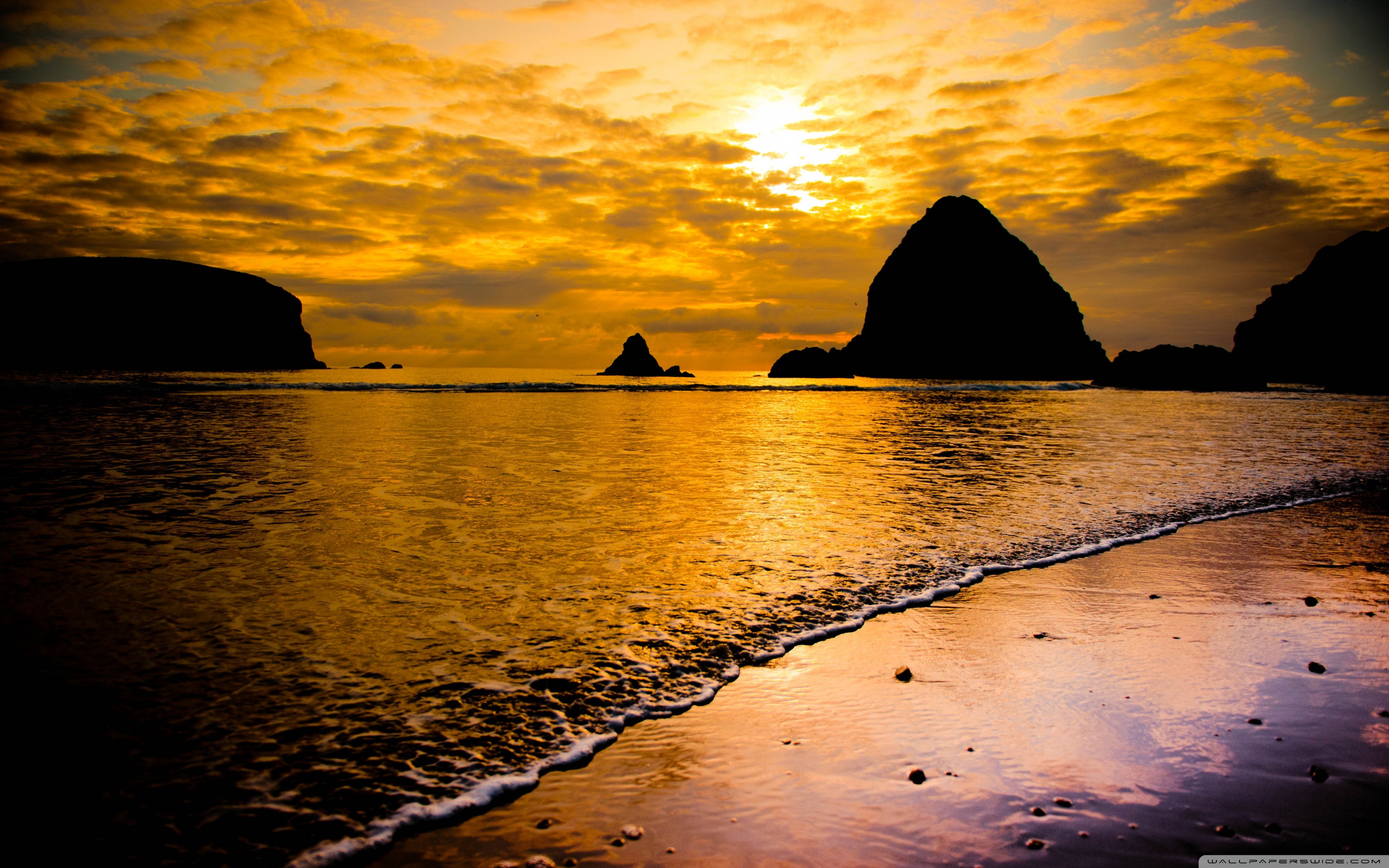 Golden Sea Sunset ❤ 4K HD Desktop Wallpaper for • Dual Monitor