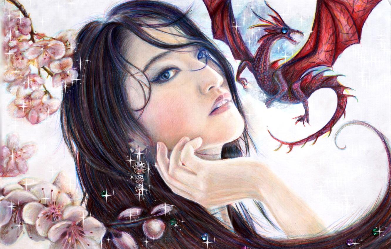 Wallpaper look, girl, dragon, beauty, art, Mulan image for desktop
