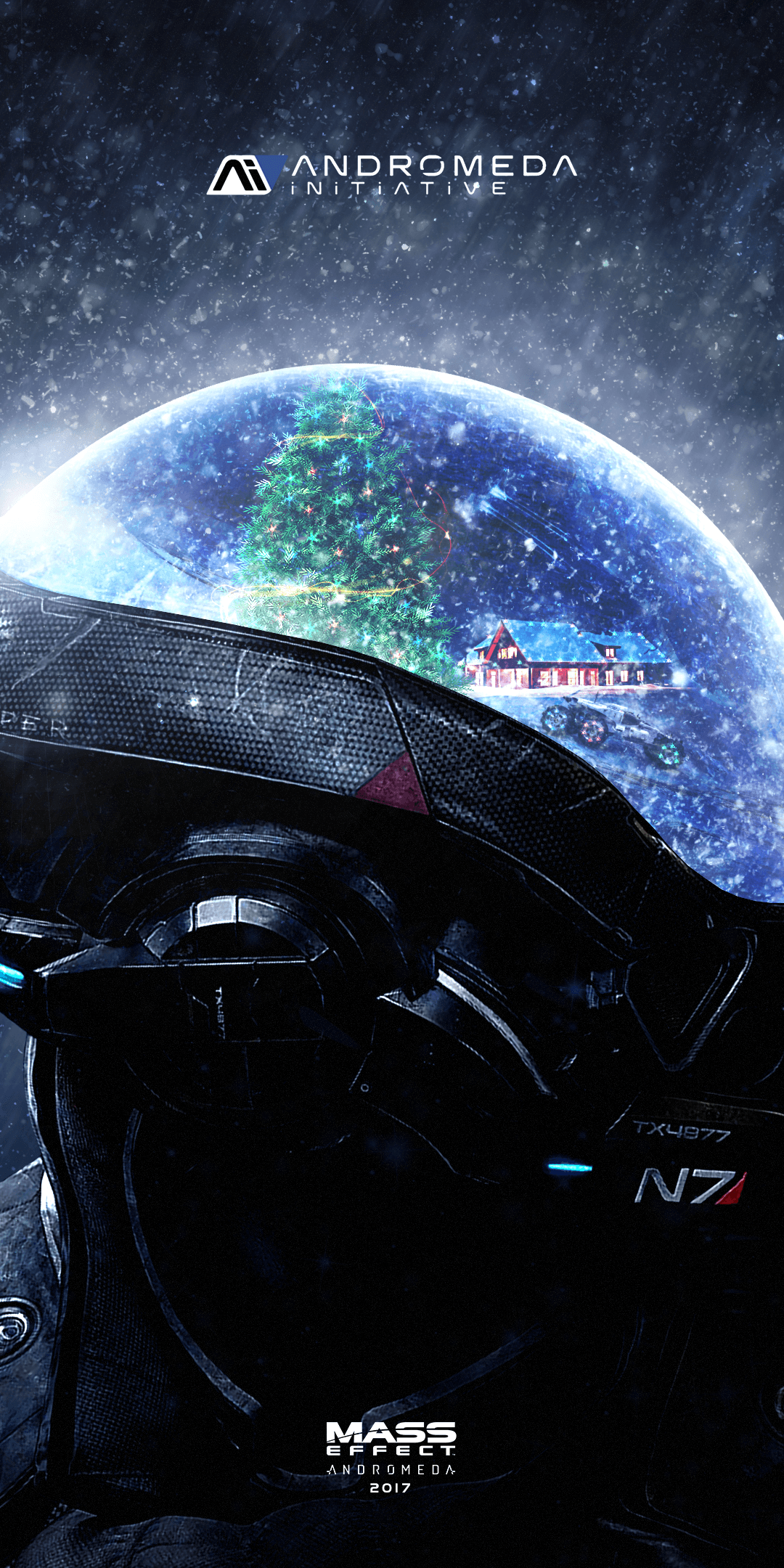 Download 1080x2160 Mass Effect: Andromeda, Christmas, Artwork