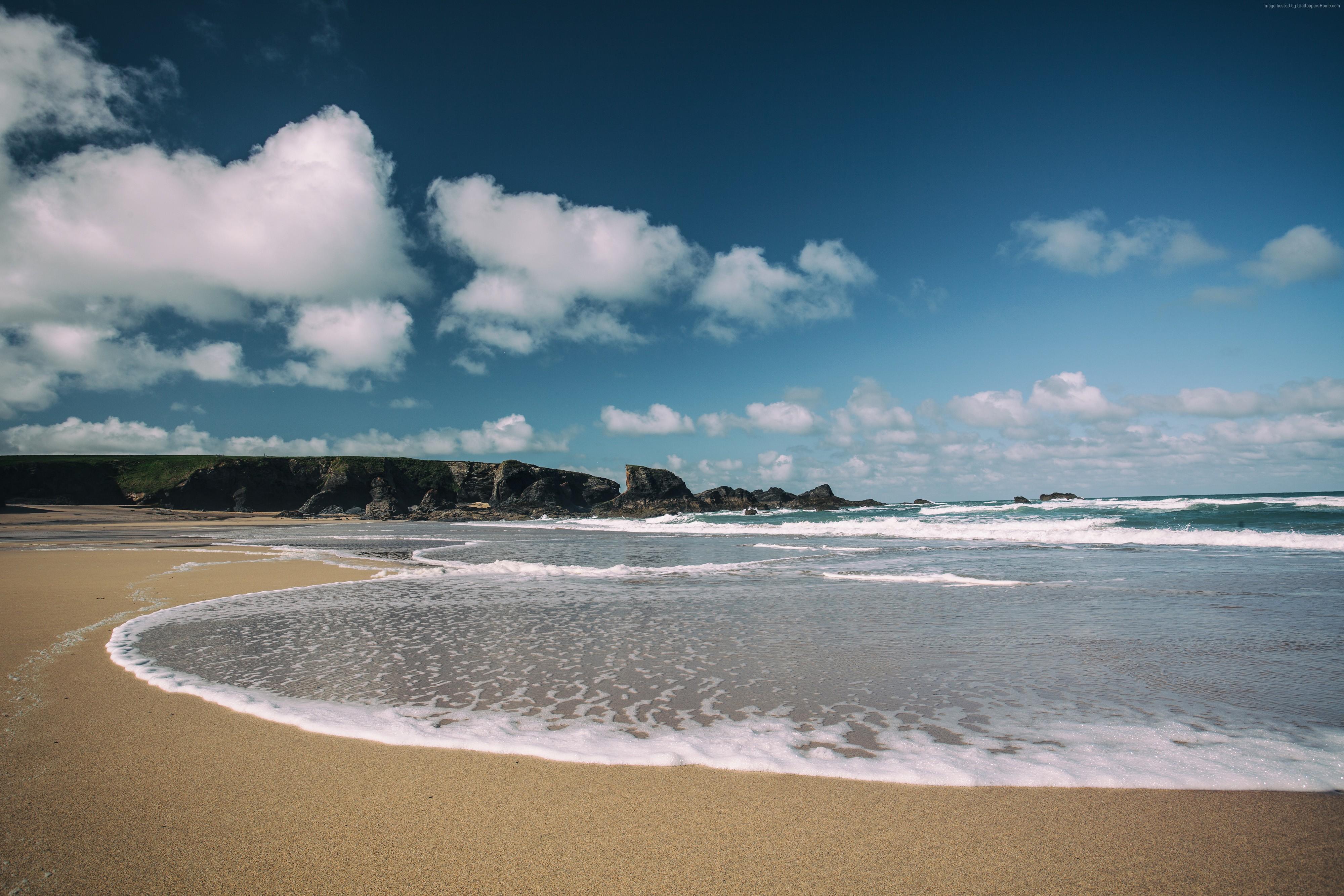 #sea, k wallpaper, k, #shore, #Cornwall, #England, #beach