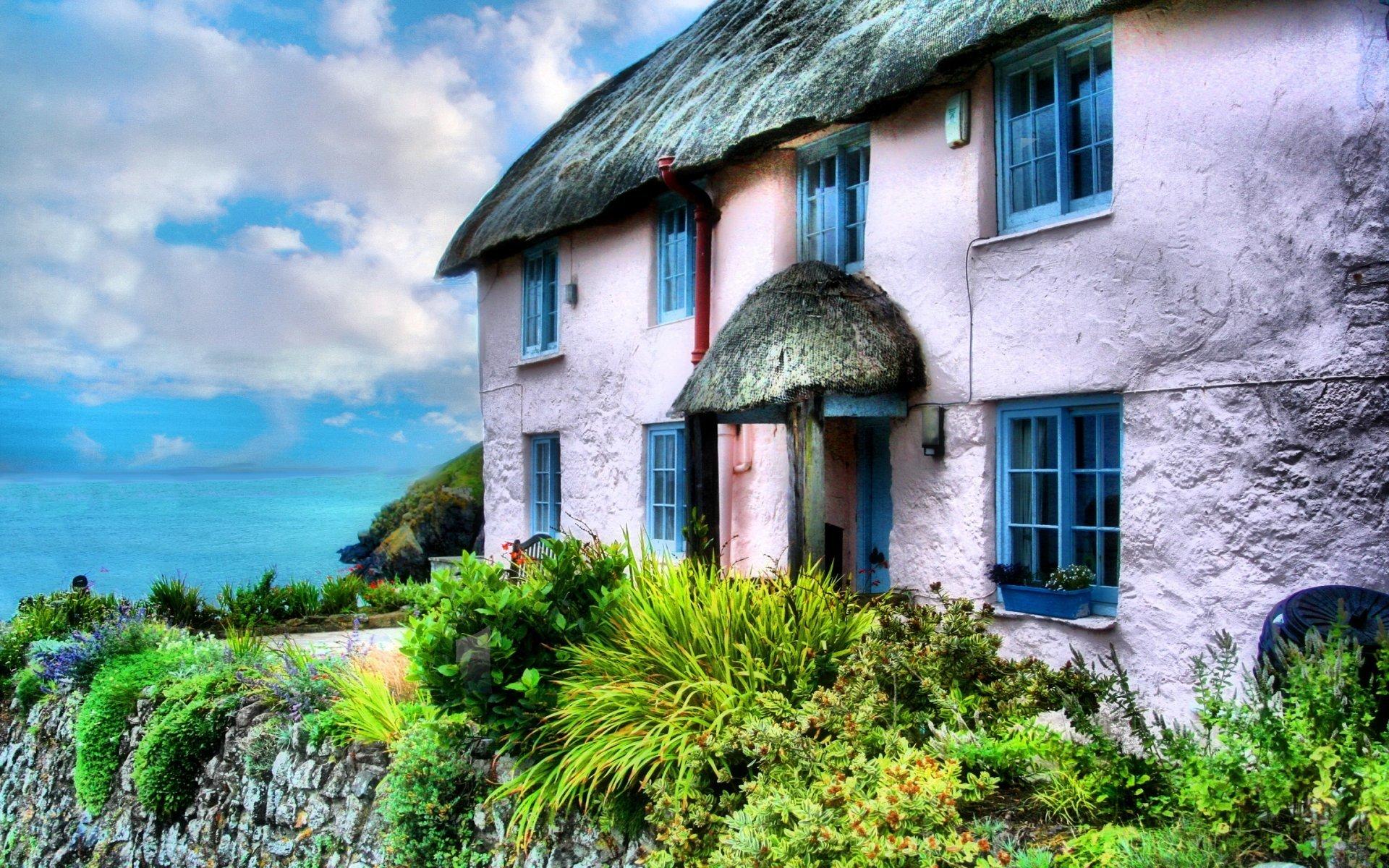 Cottage in Cornwall, England HD Wallpaper. Background Image