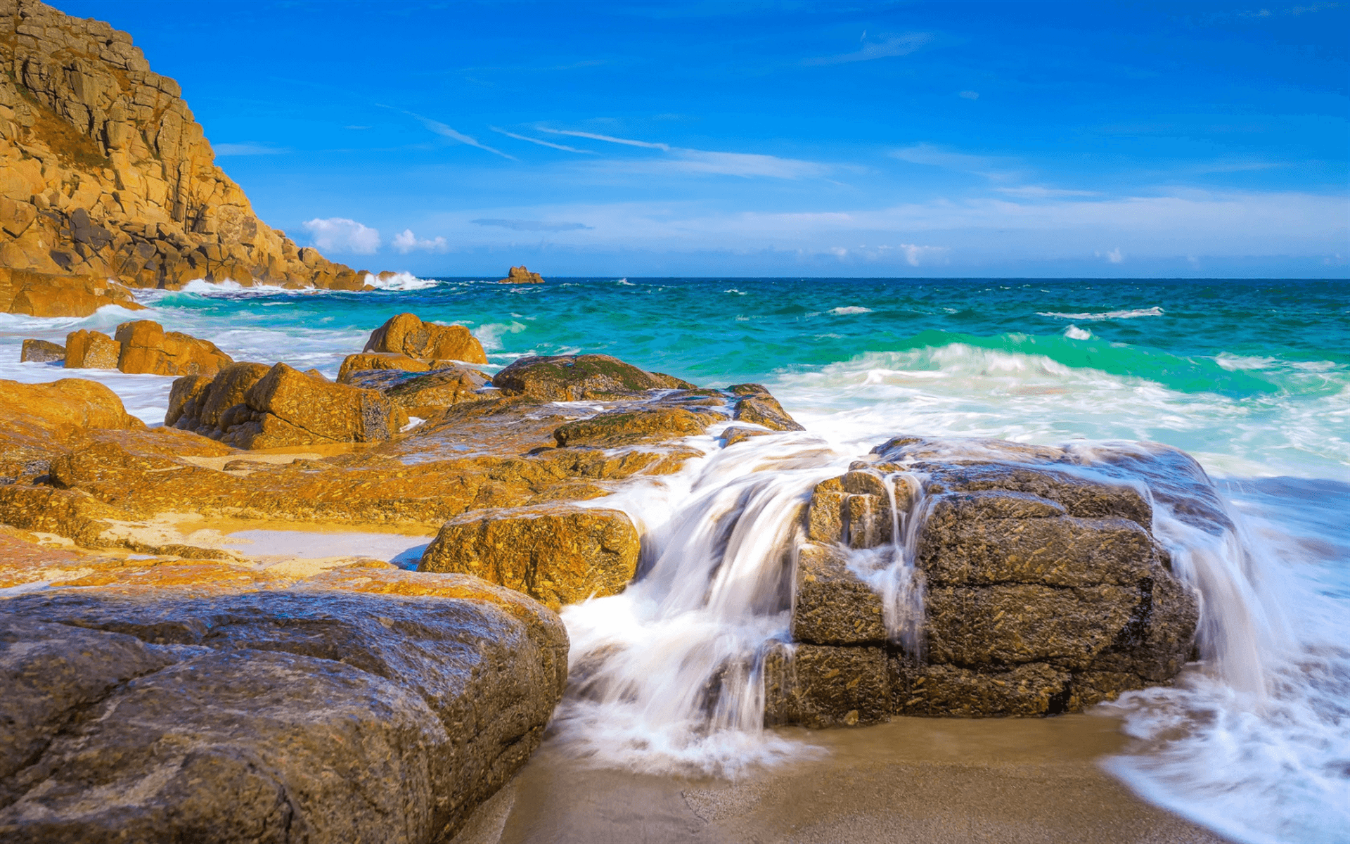 Download wallpaper Atlantic Ocean, coast, rocks, waves, storm