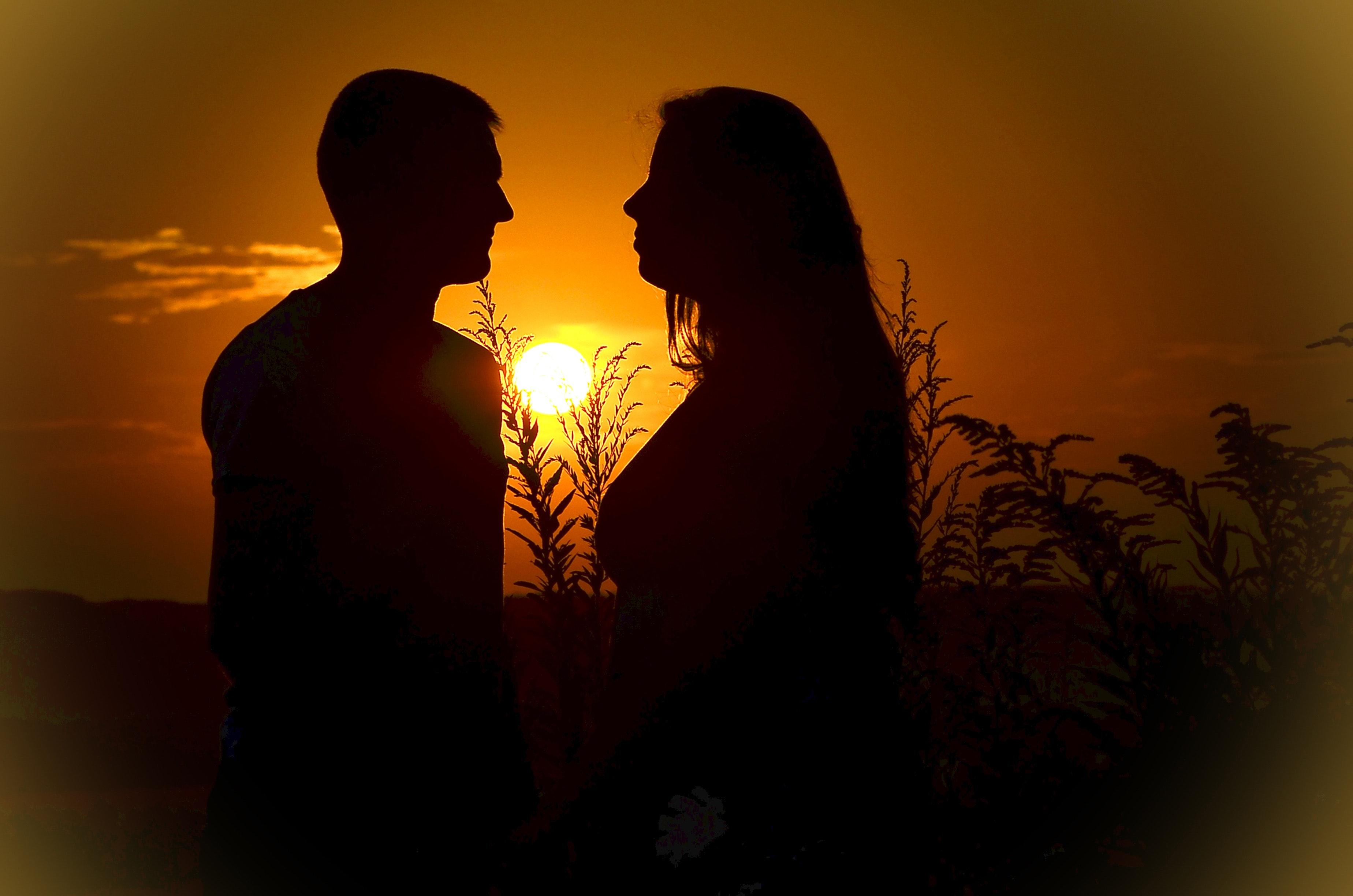 Silhouette of Man and Woman during Sunset · Free Stock Photo