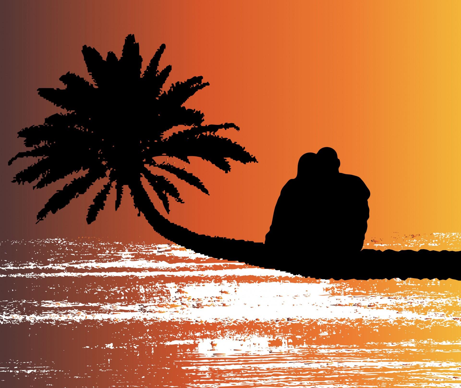 Romantic Couple Sunset Beach Free Stock Photo