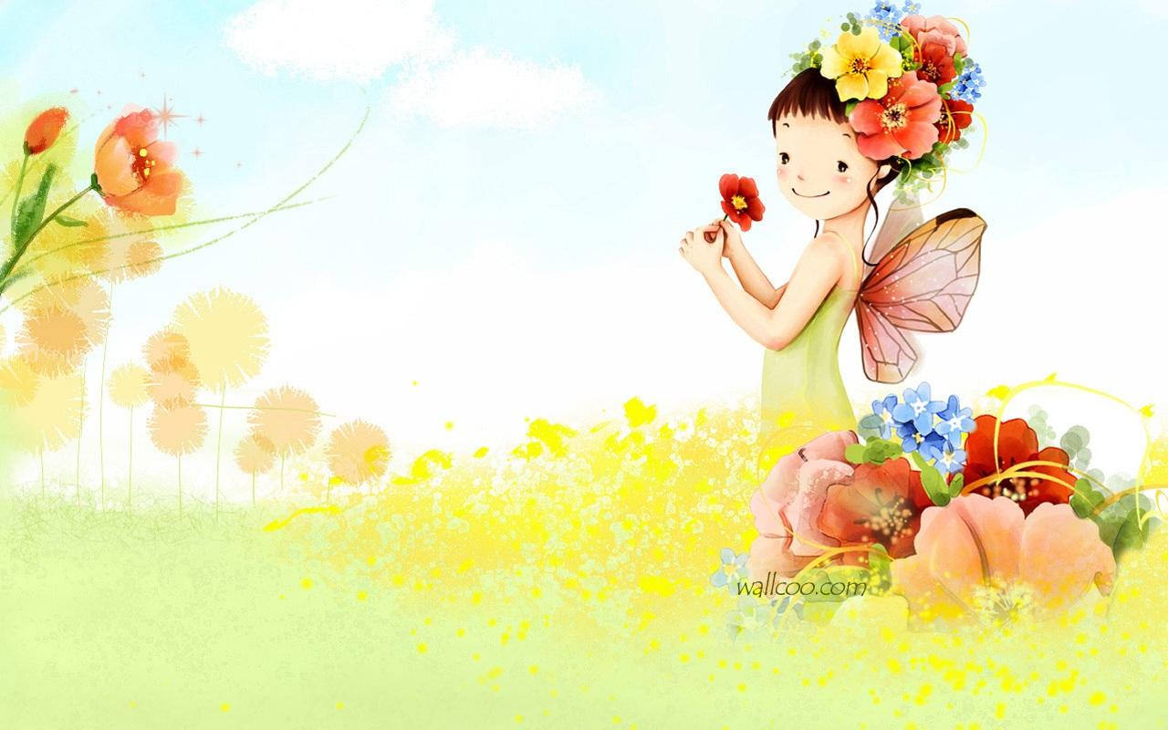 Download Cartoon Cute Fairy Girl 1280x800 NO15 Desktop Wallpaper