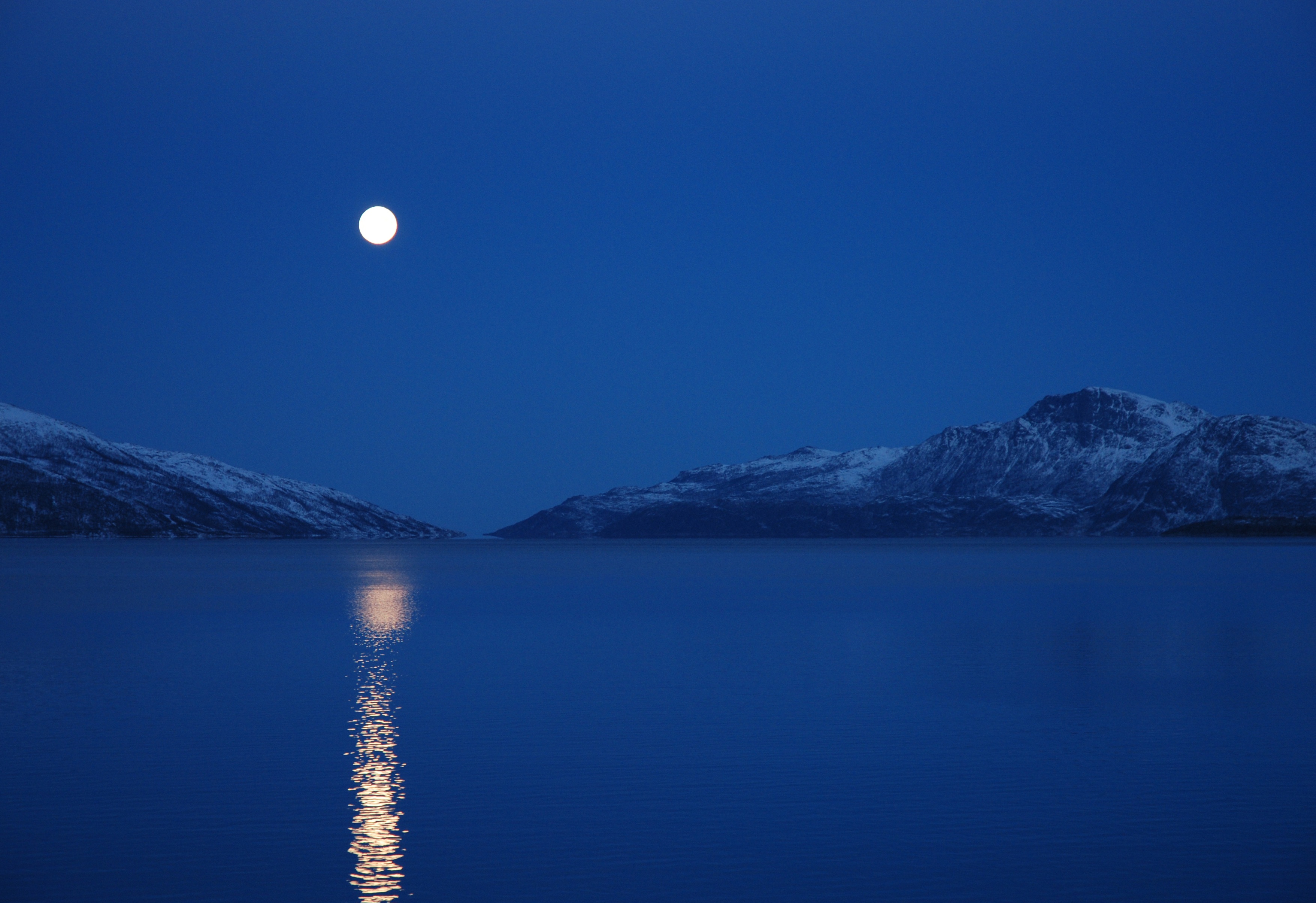 Full Moon Lake Mountains, HD Nature, 4k Wallpaper, Image