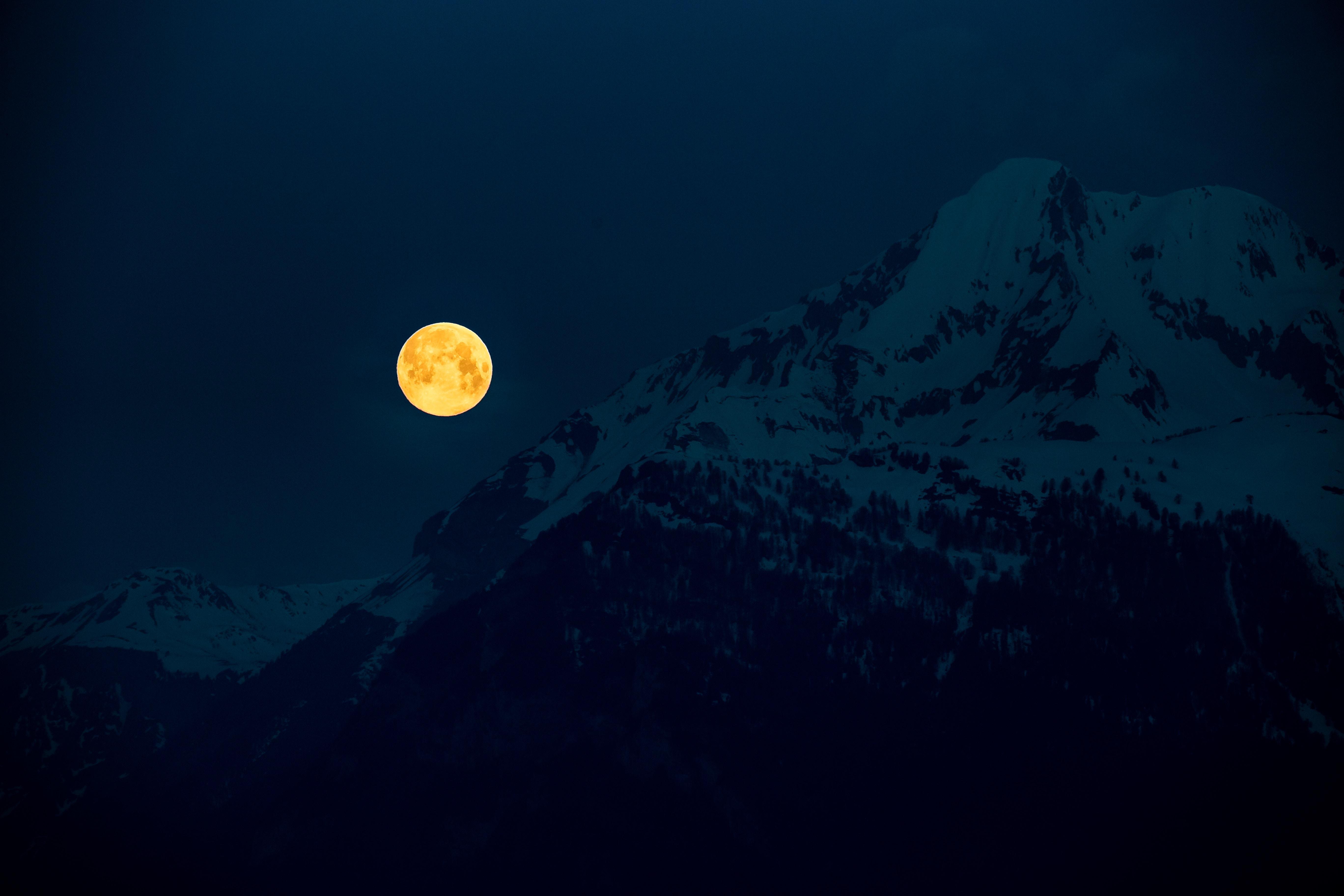 wallpaper moon, mountains, night, full moon, moonlight HD