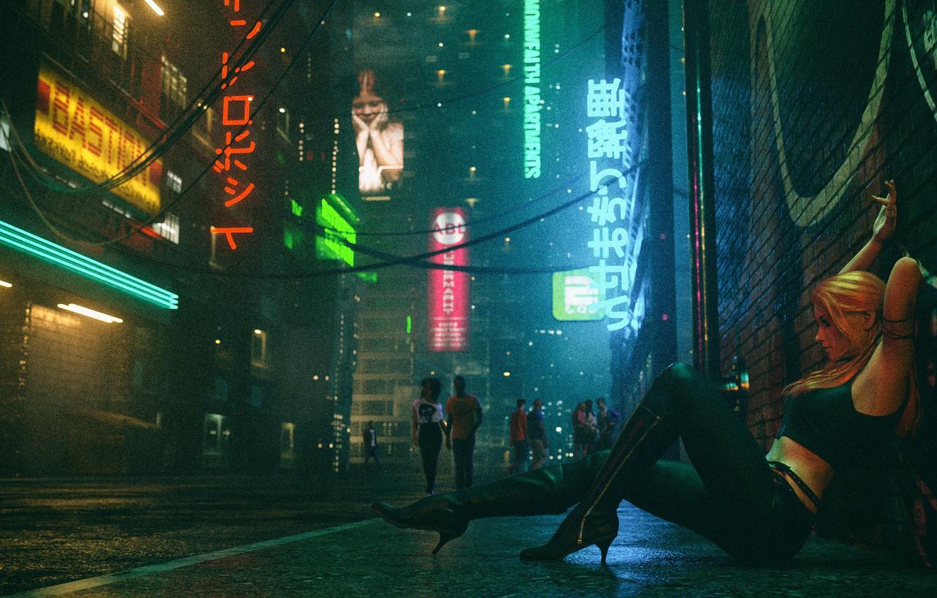 Wallpaper Girl, Night, Music, Street, People, Background, Neon, Club