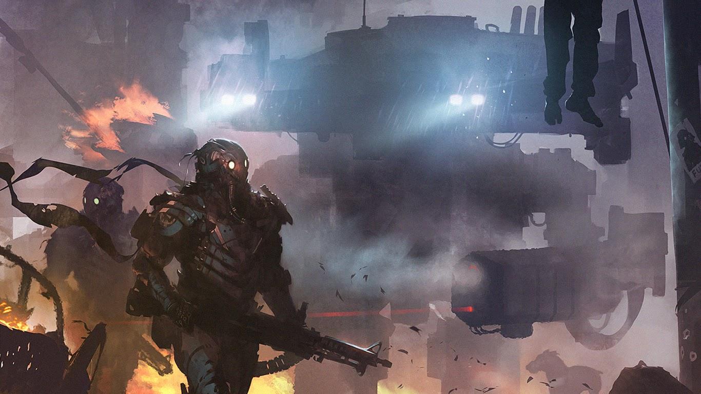 Download sci fi soldier weapon armor suit wallpaper HD 1366x768 a664