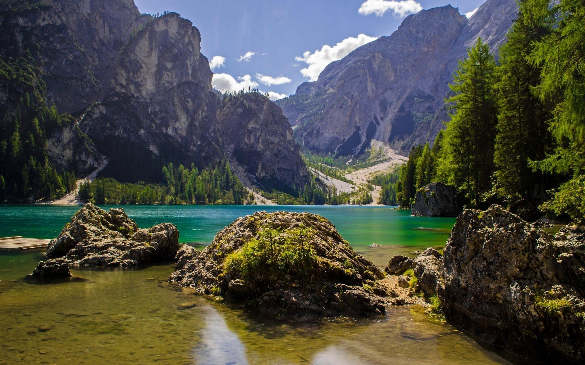 Download wallpaper Mountain lake, summer, mountains