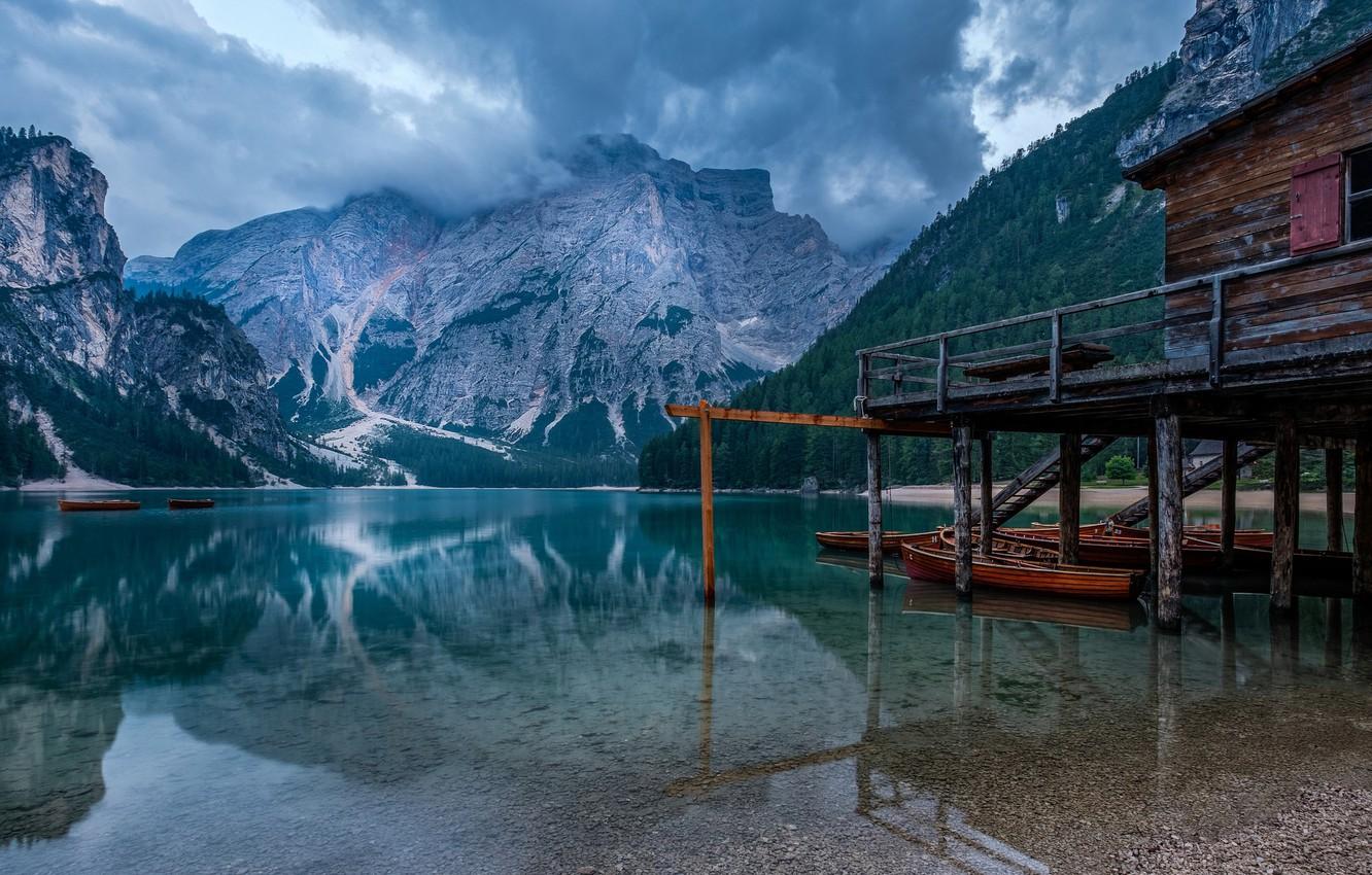 Wallpaper mountains, lake, Italy, South Tyrol, The lake