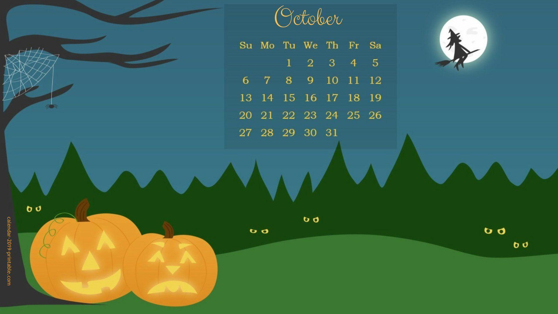 october 2019 calendar halloween wallpapers