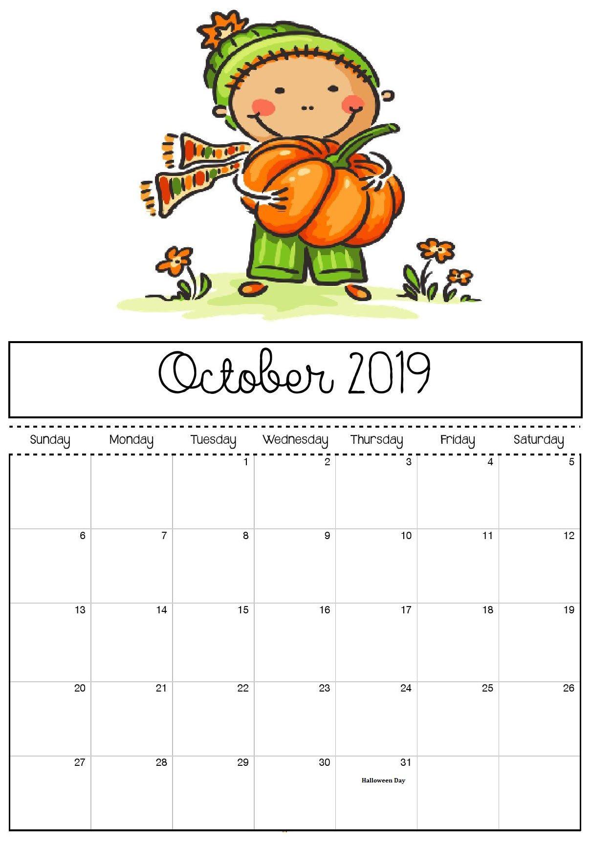 October 2019 Halloween Calendar