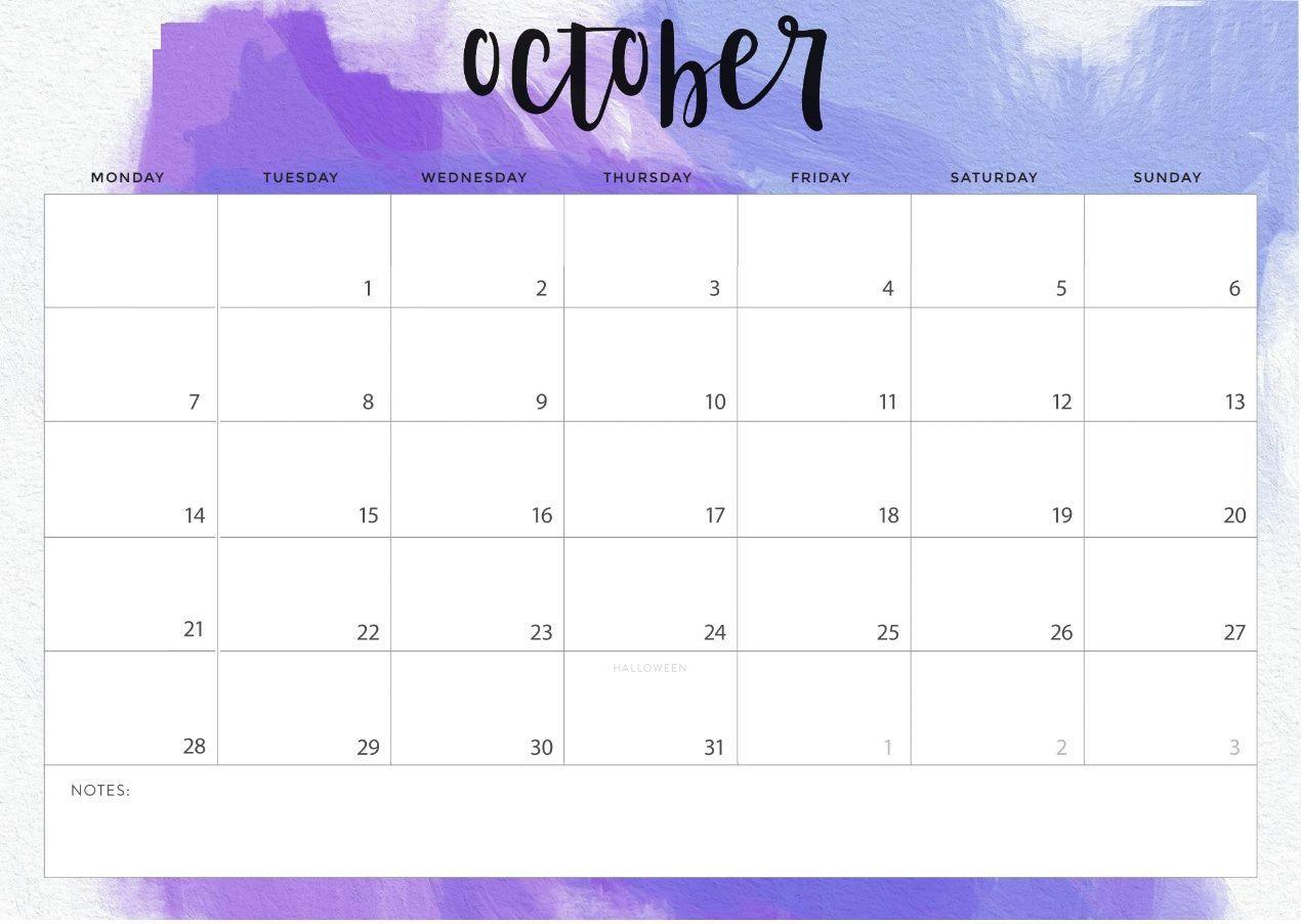 Blank October 2019 Calendar Printable