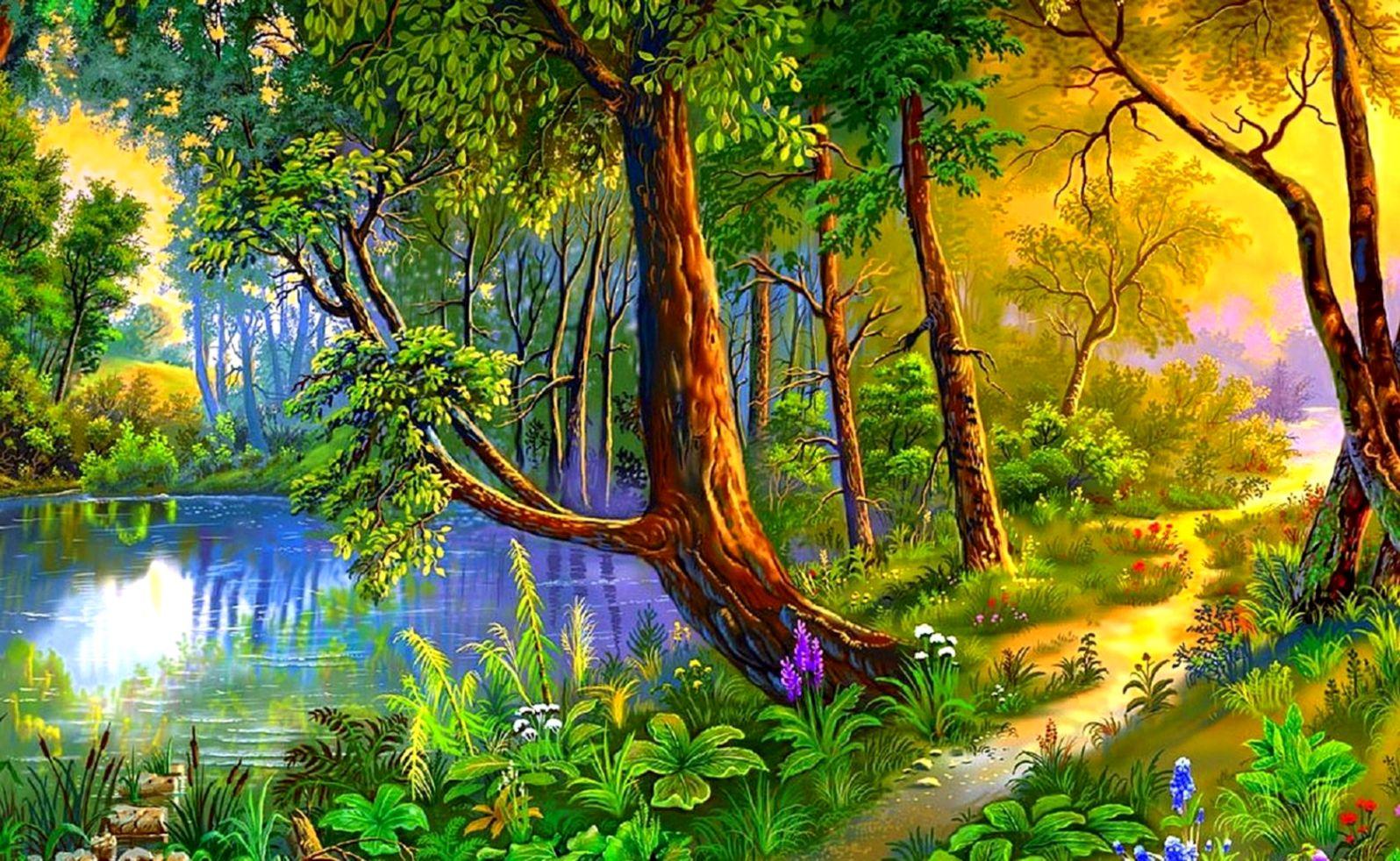 Beautiful Forest Path Summer Nature Scenery Wallpaper. Wallpaper