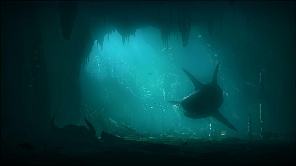 Fantasy underwater sharks fishes oceans .wallpaperup.com