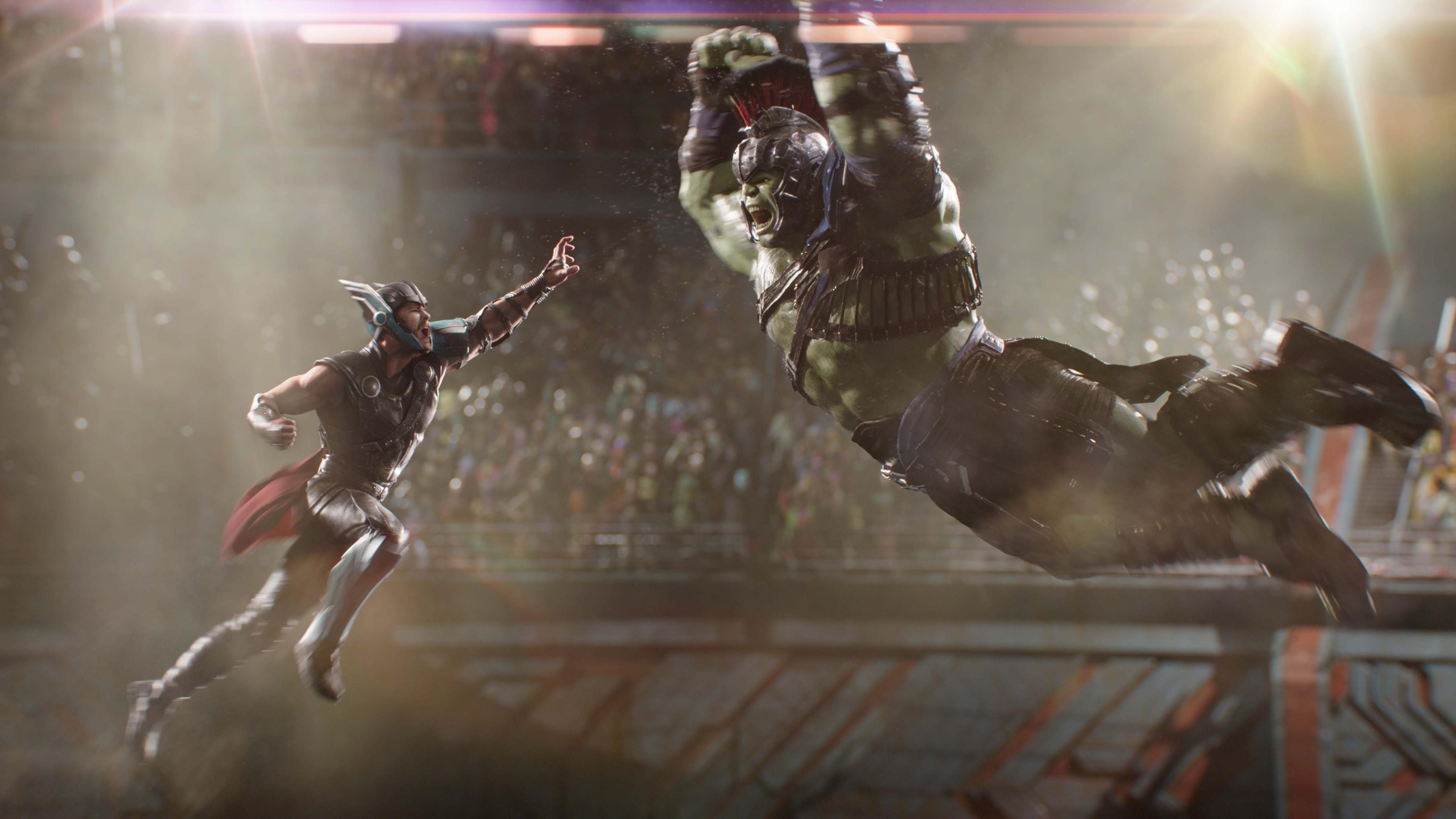 Download 3840x2160 Thor: Ragnarok, Hulk Vs Thor, Arena Wallpaper