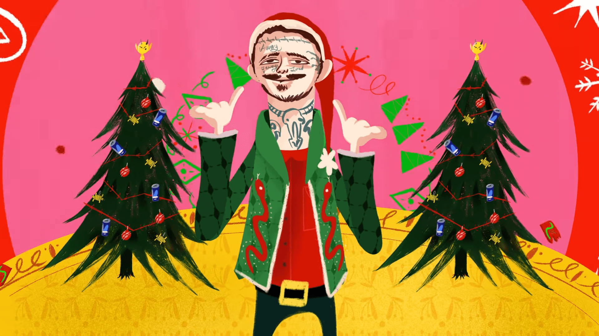 Post Malone keeps the Christmas vibes going with Wow. • Backstage