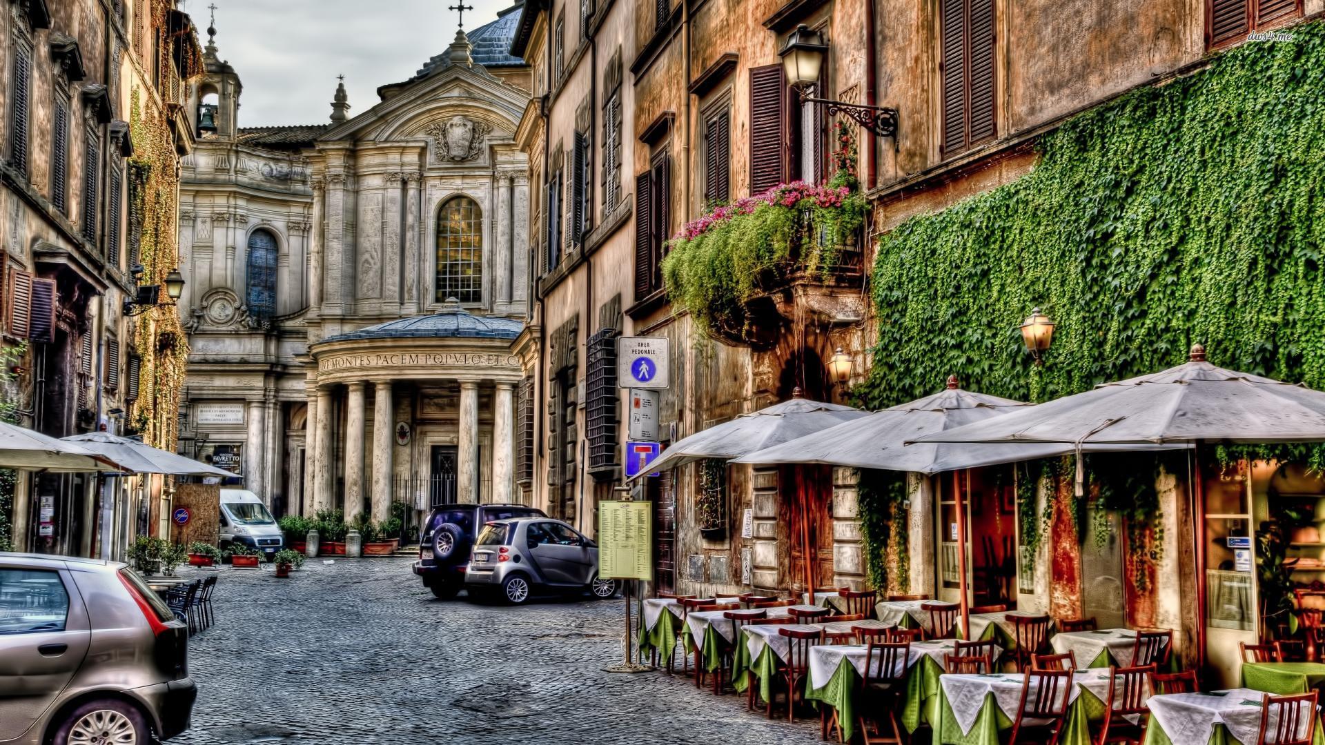 Terrace and alley in Rome wallpaper wallpaper