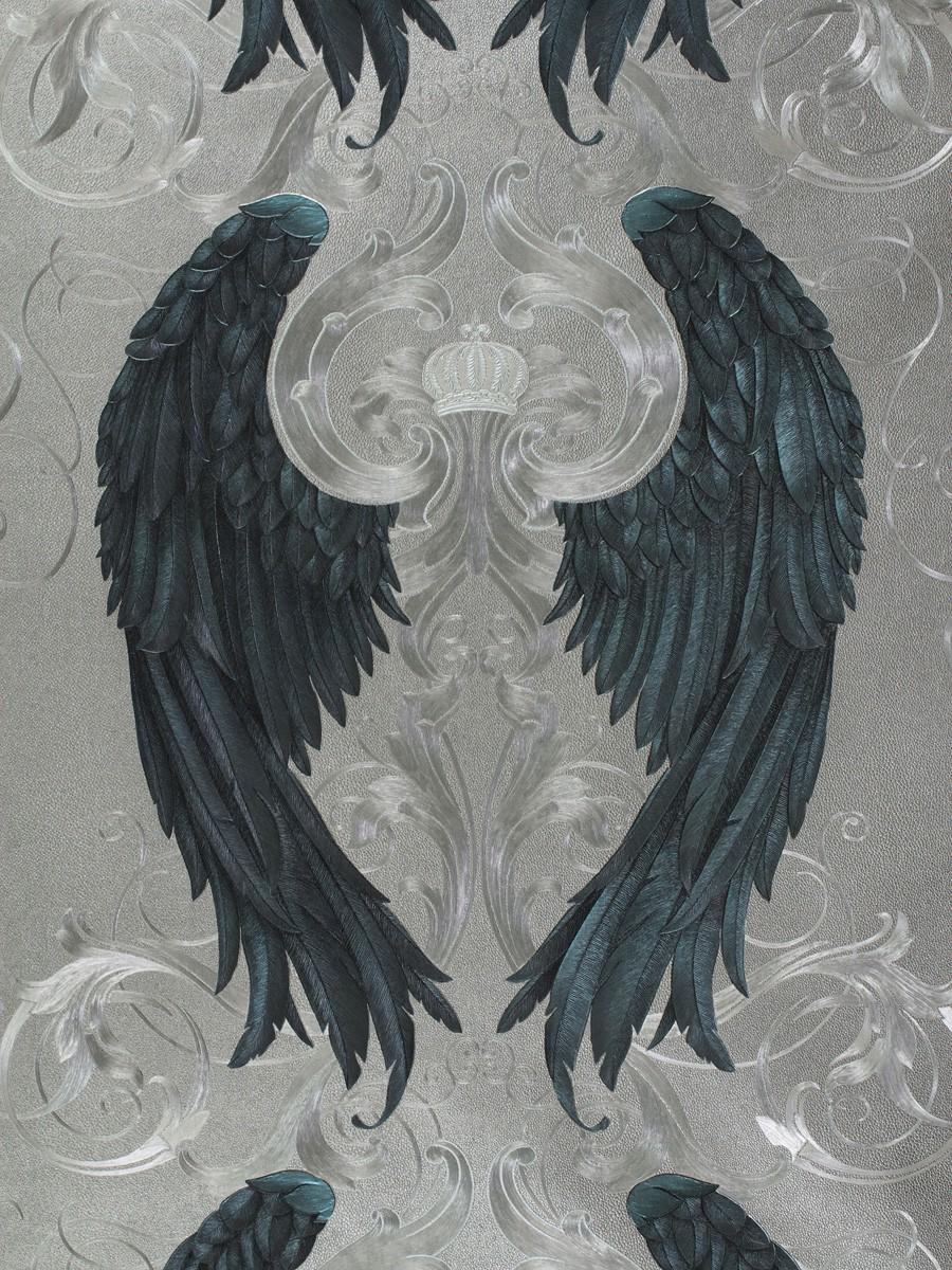 Wallpaper Glööckler angel wings silver Metallic 52579