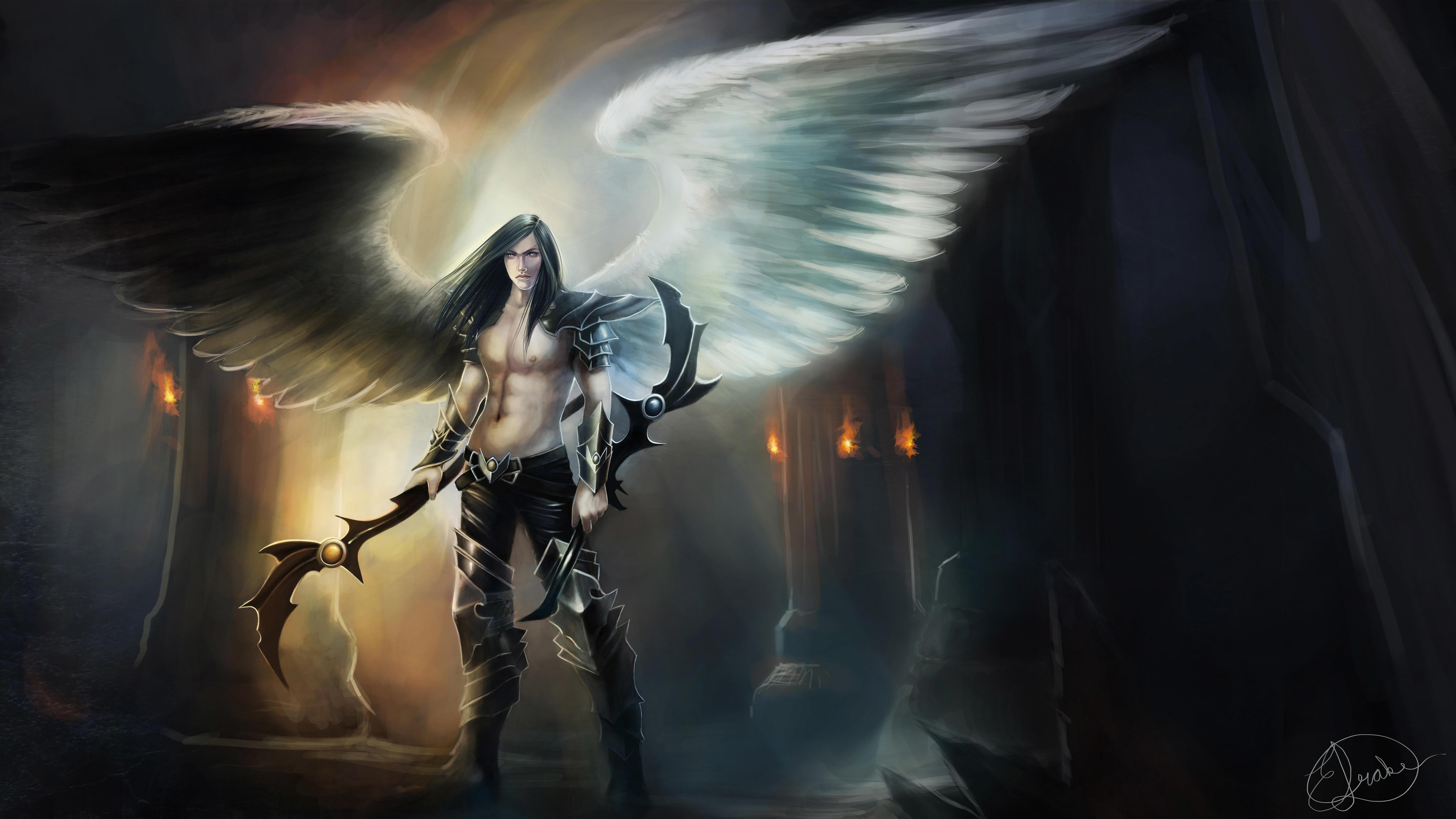 Angel Warrior Fantasy Man Wings 8k HD 4k Wallpaper