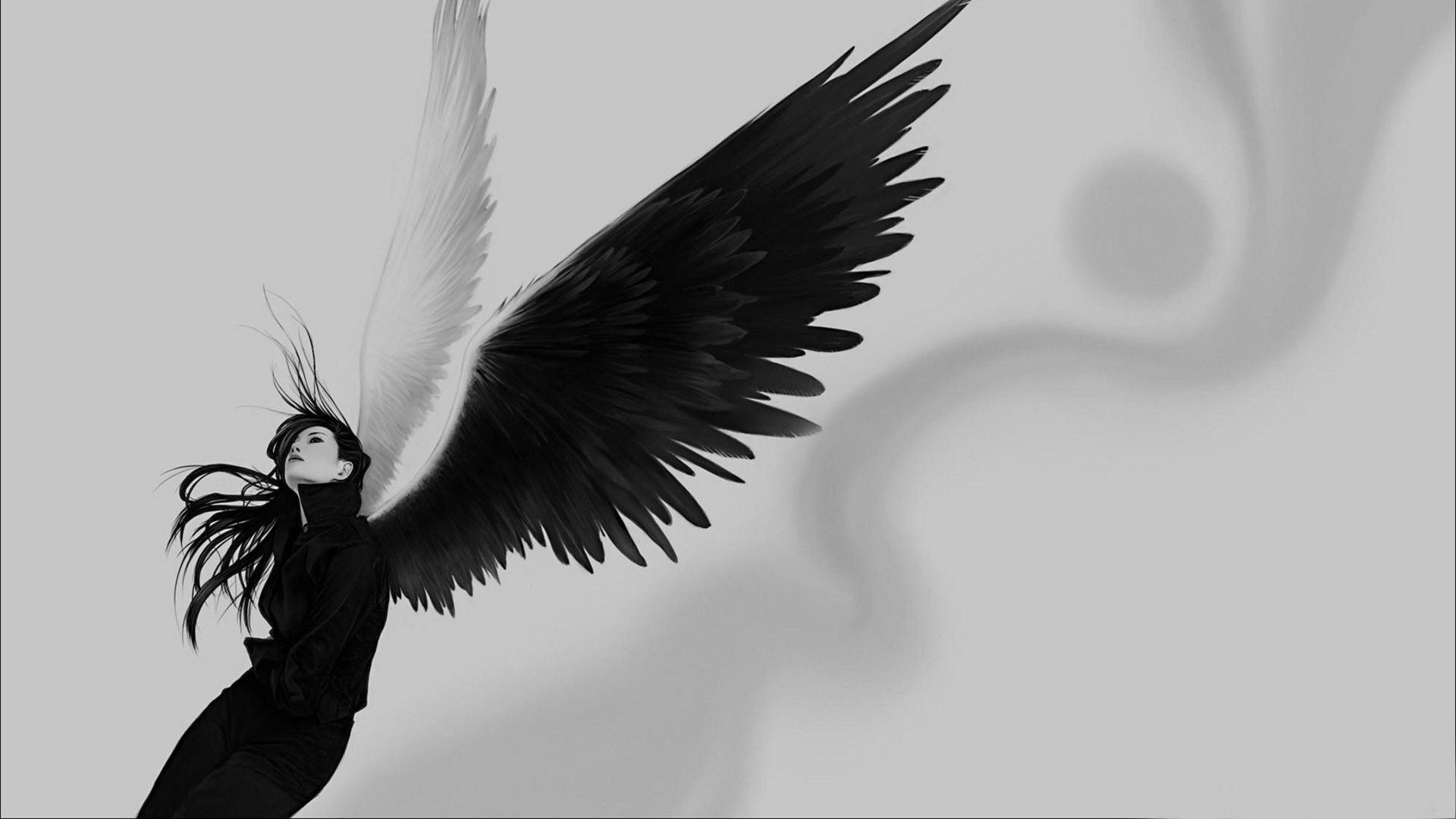 Anime Angel Wings Wallpaper Black And White HD Mac Apple Colourful