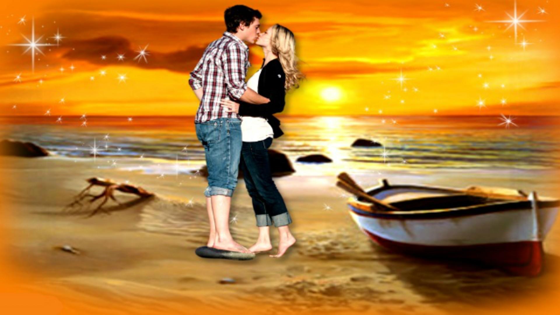 Sunsets: Summer Love Romantic Couple Sunset Wallpaper Background
