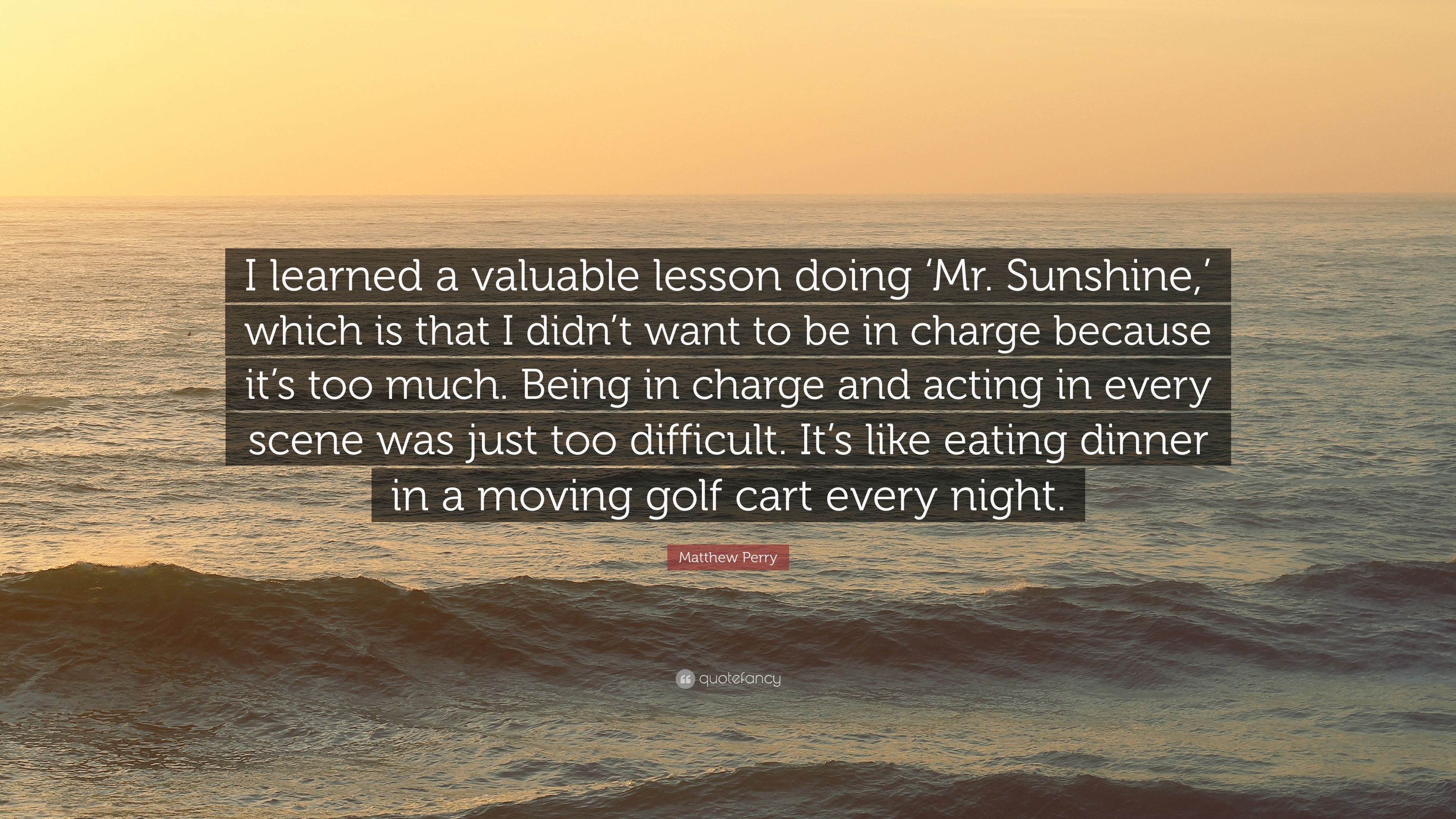 Matthew Perry Quote: “I learned a valuable lesson doing 'Mr