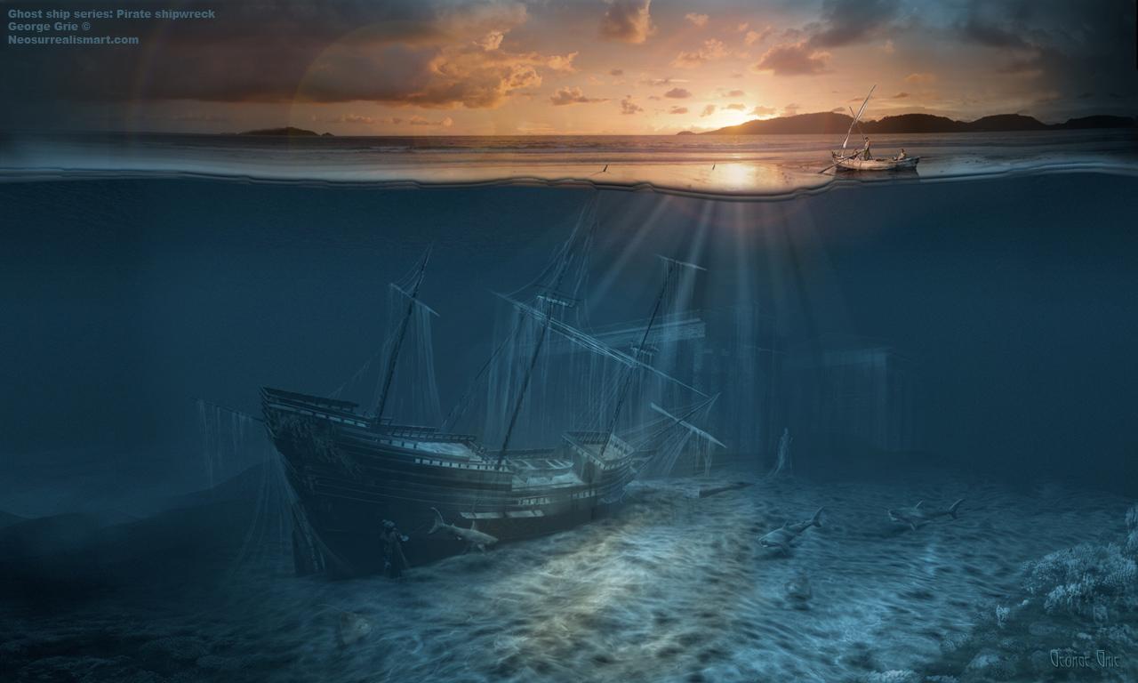 Ghost Ship Series: Pirate Shipwreck: Surreal Art Print, Poster, Book