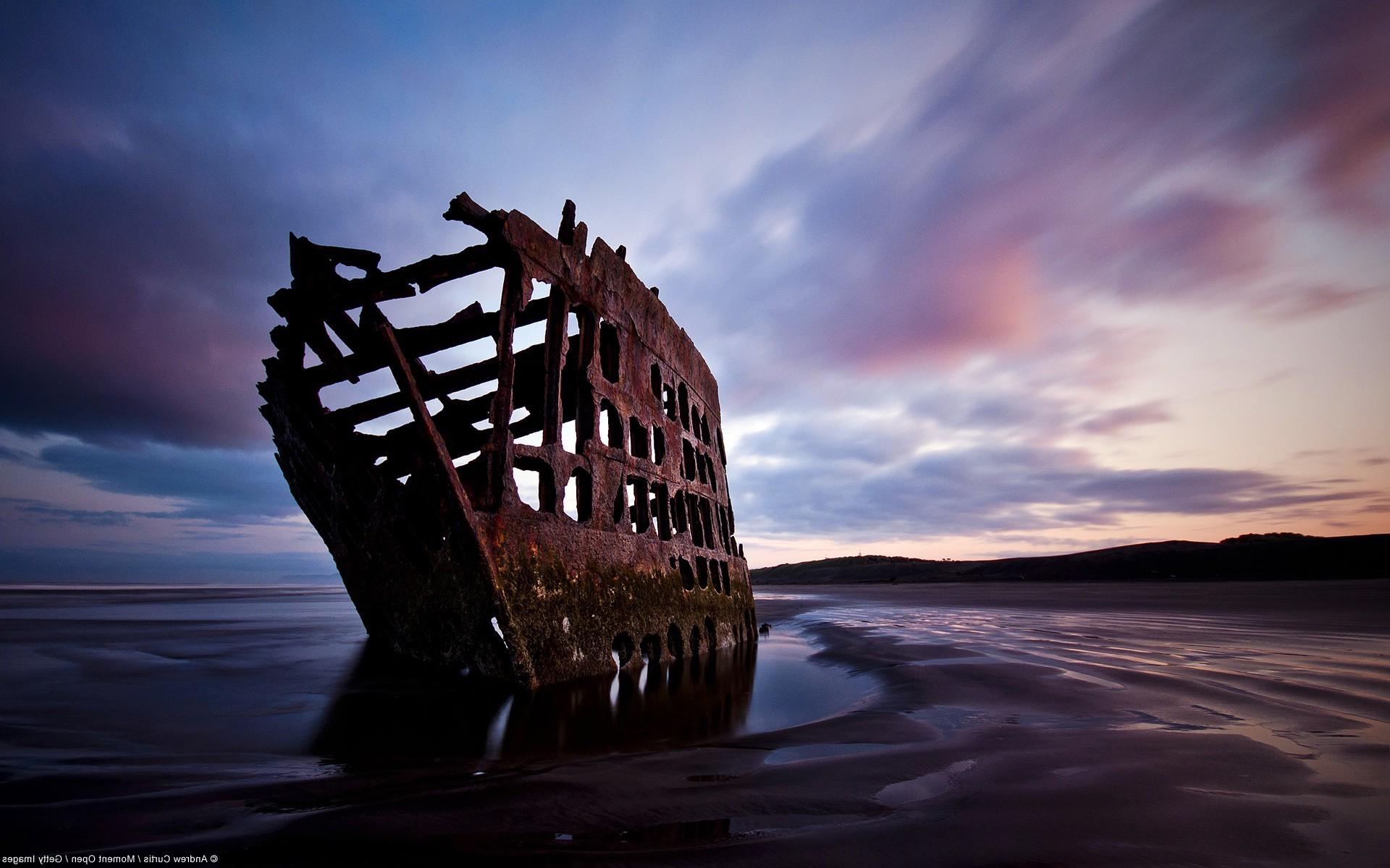 nature, Landscape, Wreck, Shipwreck, Oregon, Beach Wallpaper HD