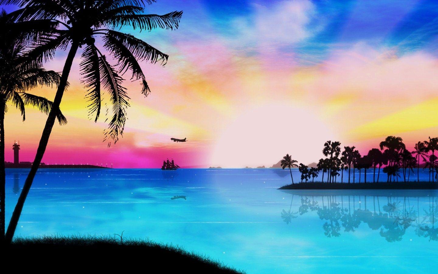 cool tropical paradise sunset 6619. Beach. Paradise wallpaper