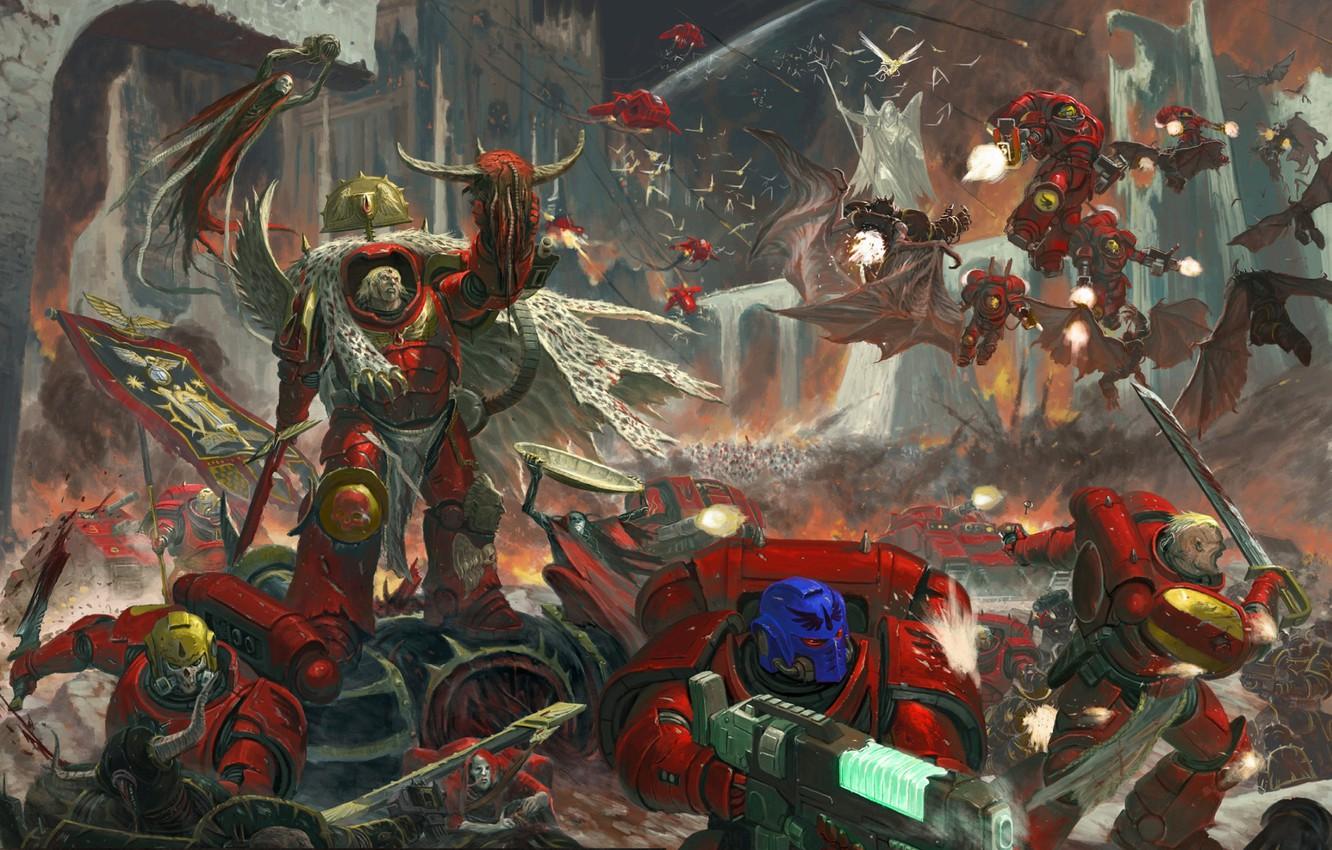 Wallpaper chaos, space marines, battle, demons, Warhammer 40 Blood Angels image for desktop, section фантастика