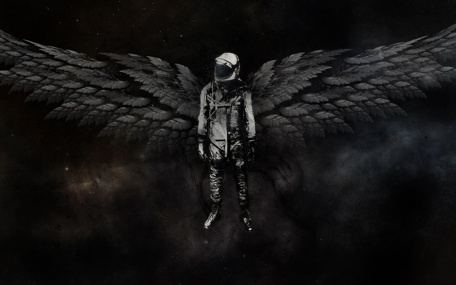 outer space astronauts angel wings 1920x1200 wallpaper High Quality