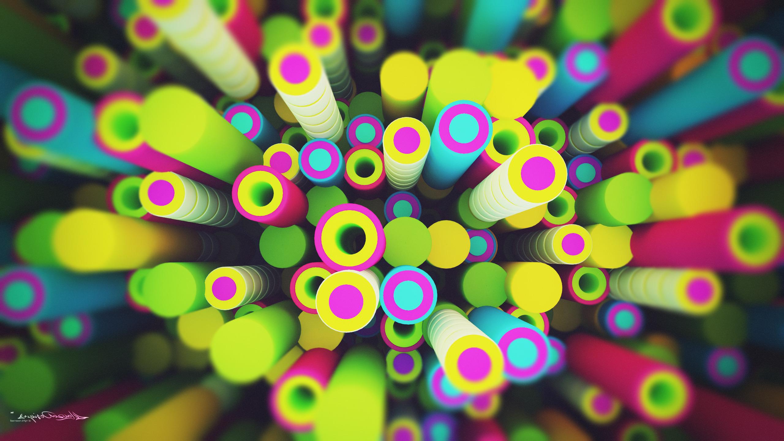 Lacza, Digital Art, Abstract, Sphere, Circle, Colorful, Pipes, 3D