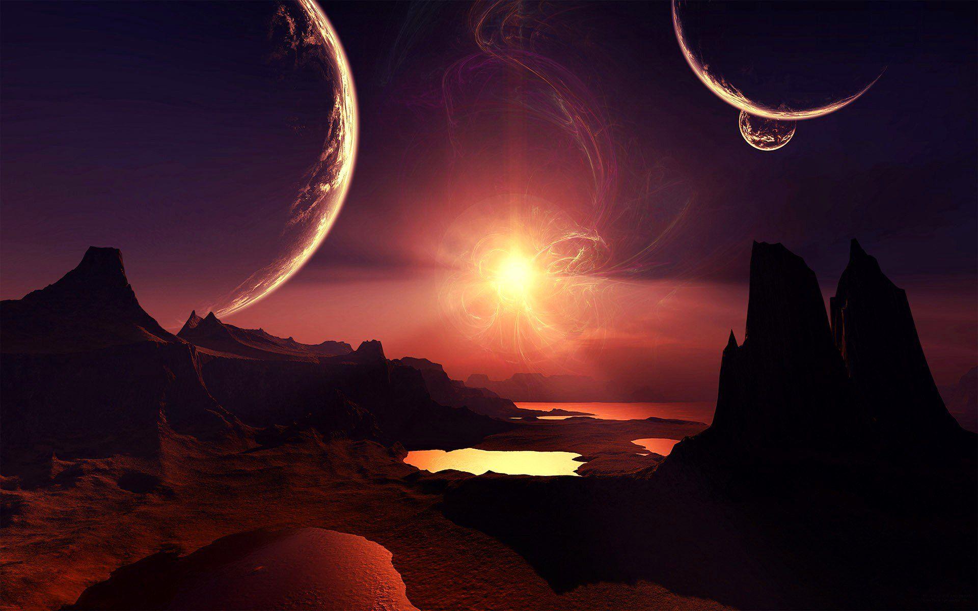 All These Worlds Sci Fi Landscape Angel Wallpaper. Space