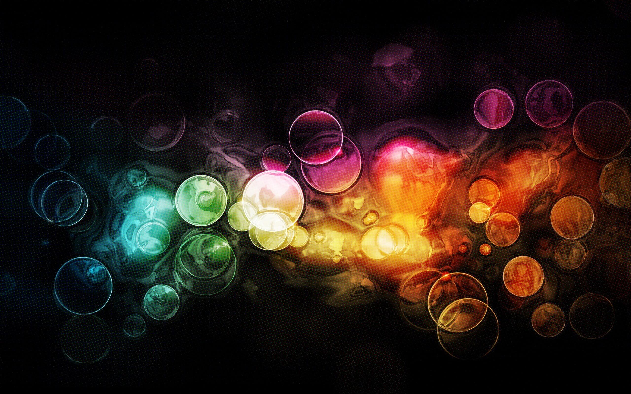 Orange, pink, and blue bubbles 3D wallpaper, abstract, colorful