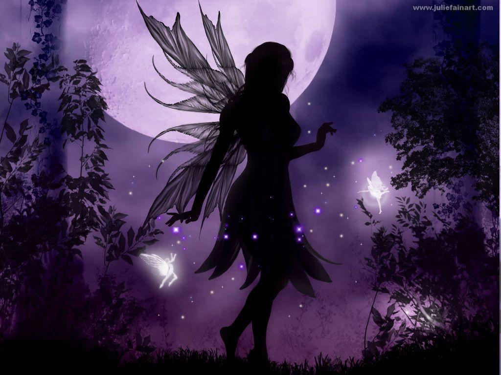 Dark Gothic Fantasy Woman Fairy Cross Sad Blue Hair Night Moon