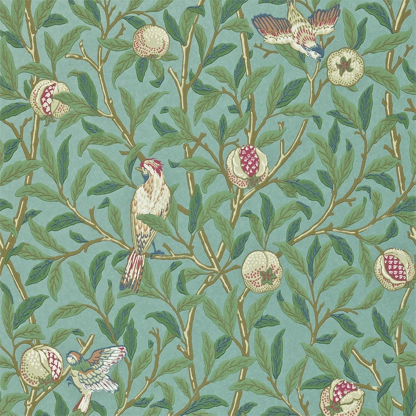 William Morris & Co Bird & Pomegranate 216453 Wallpaper. Turquoise
