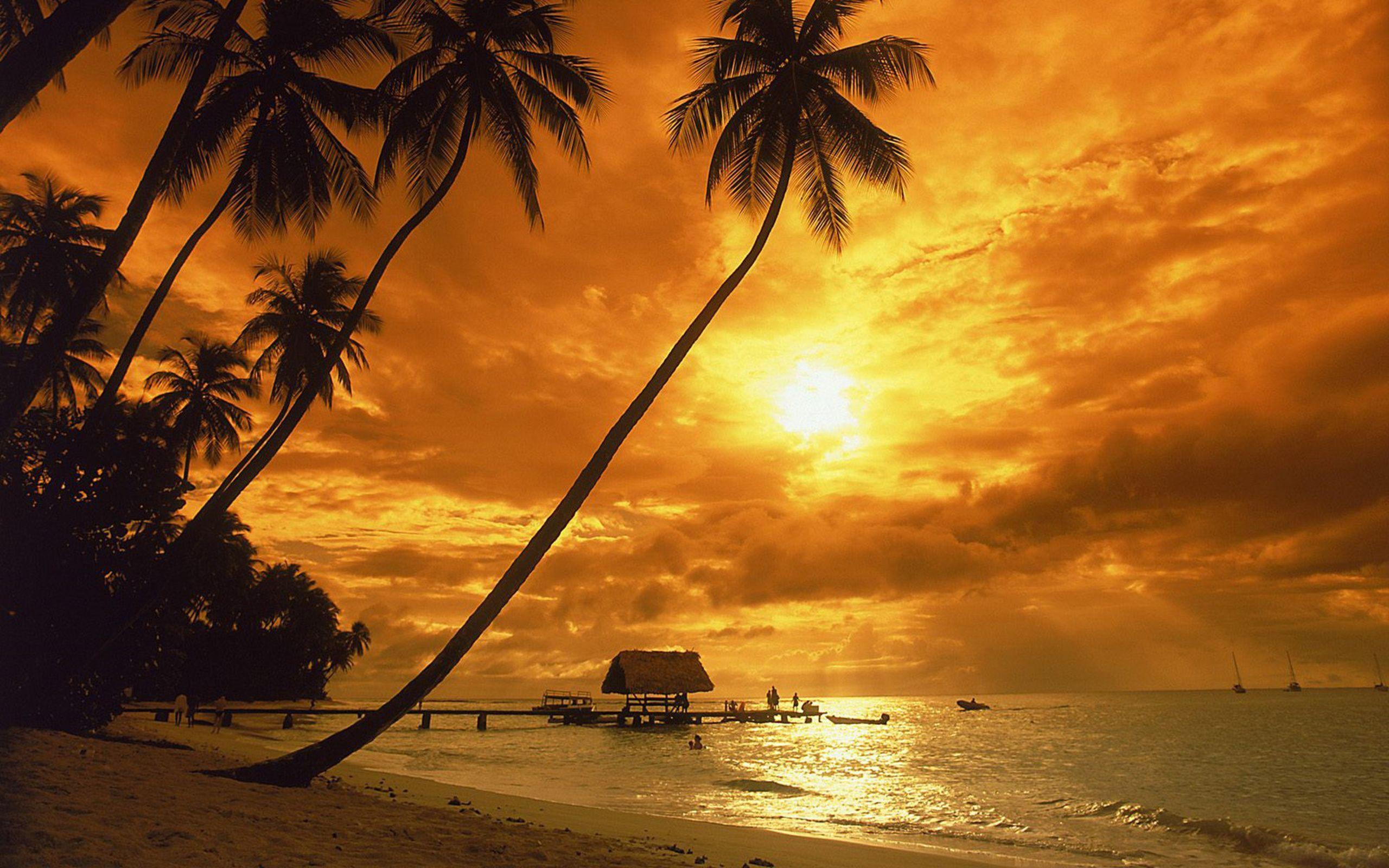 Beach Sunset Landsc HD Wallpaper, Background Image