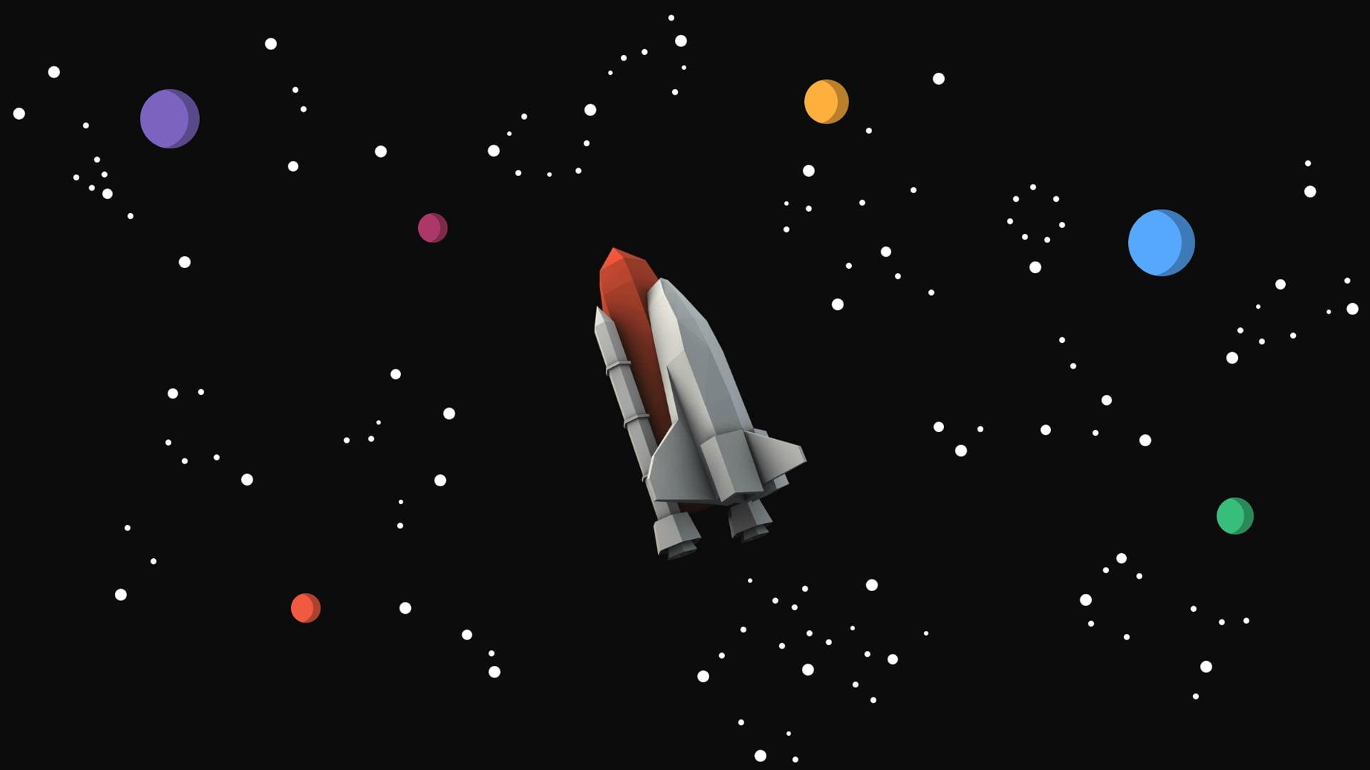 Gray and red spacecraft illustration, space, spaceship, stars