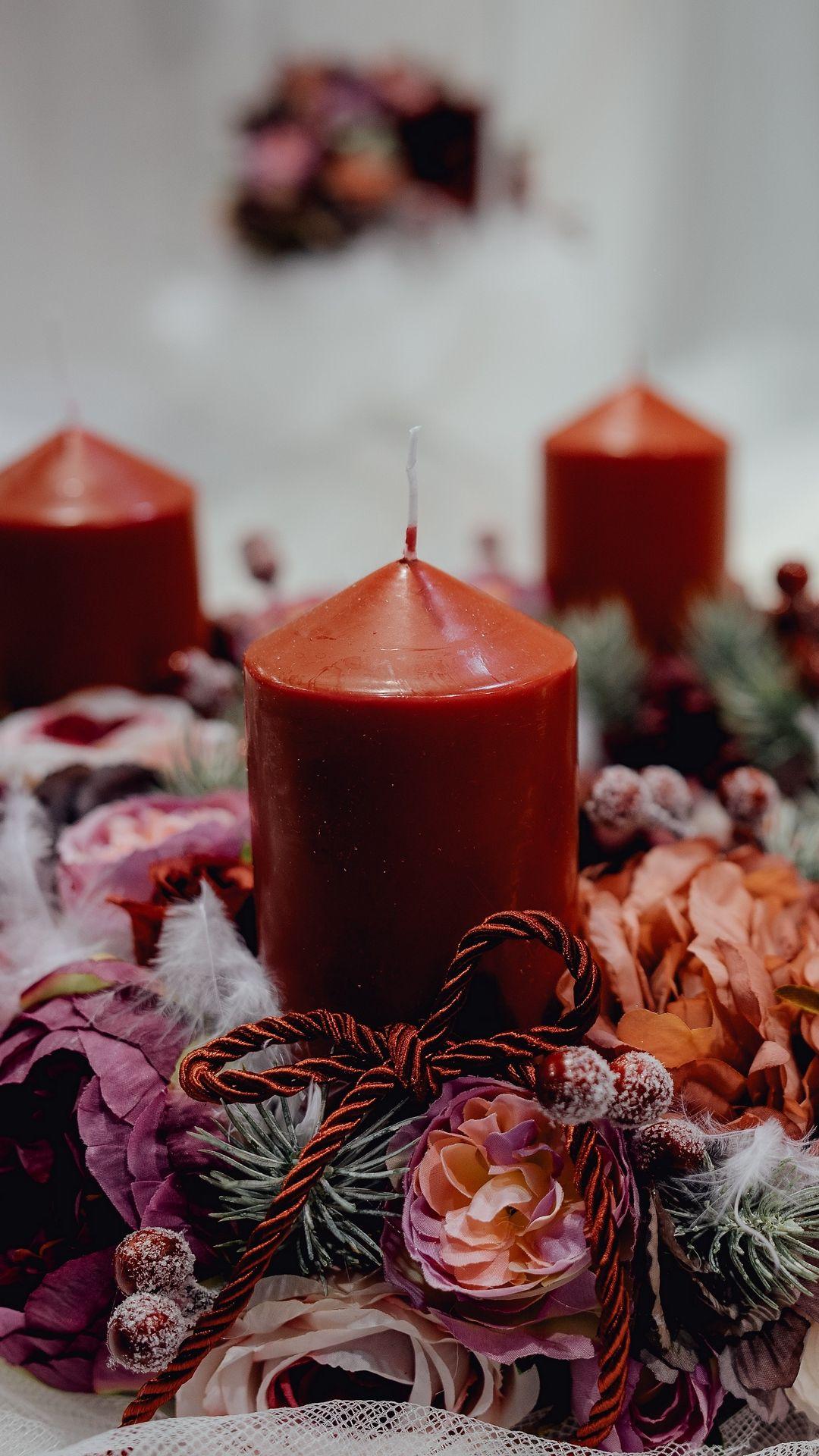 Flowers #composition #candle #new Year #wallpaper #lockscreen