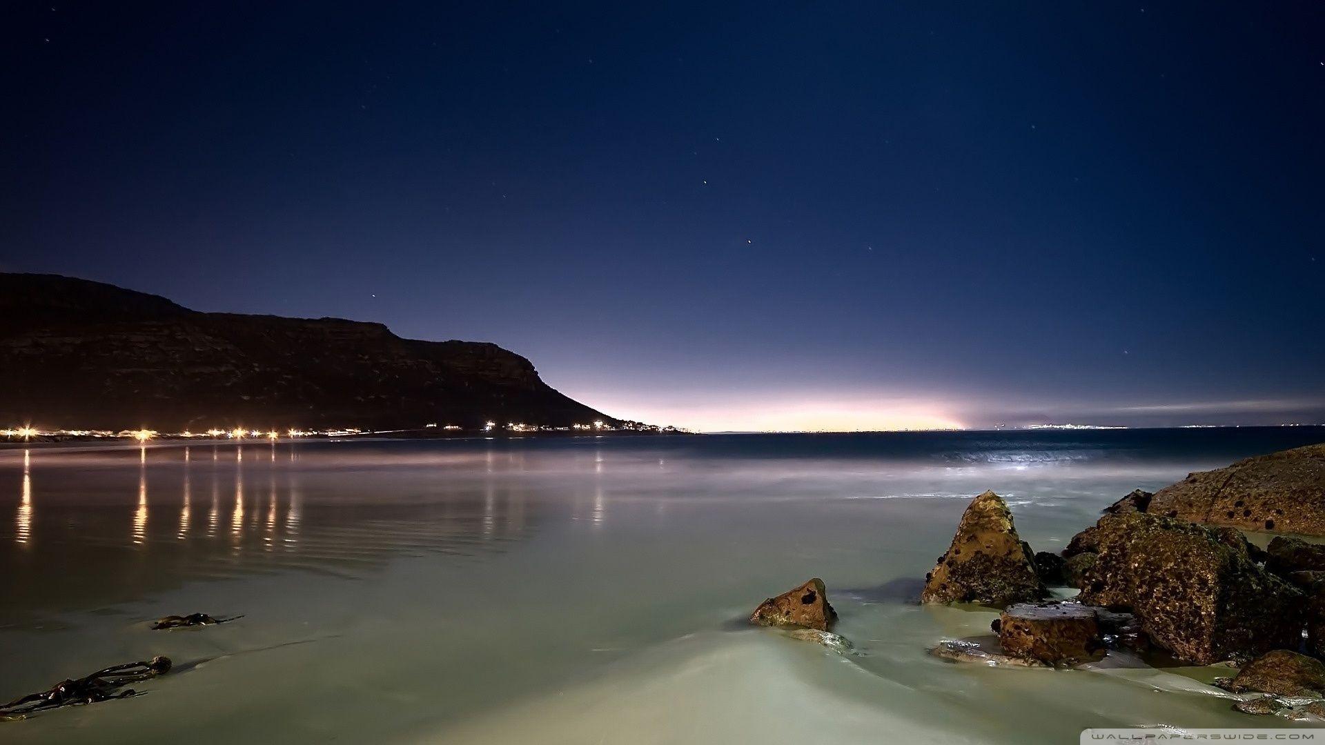 Beach View at Night Wallpaper