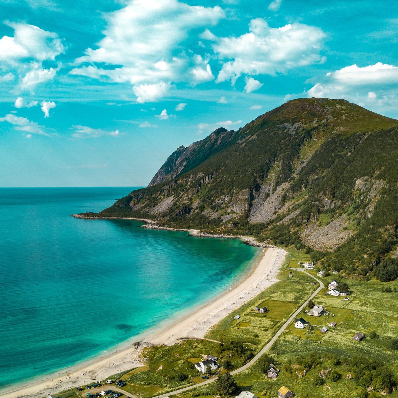 Download wallpaper 1280x1280 sea, beach, aerial view, coast ipad