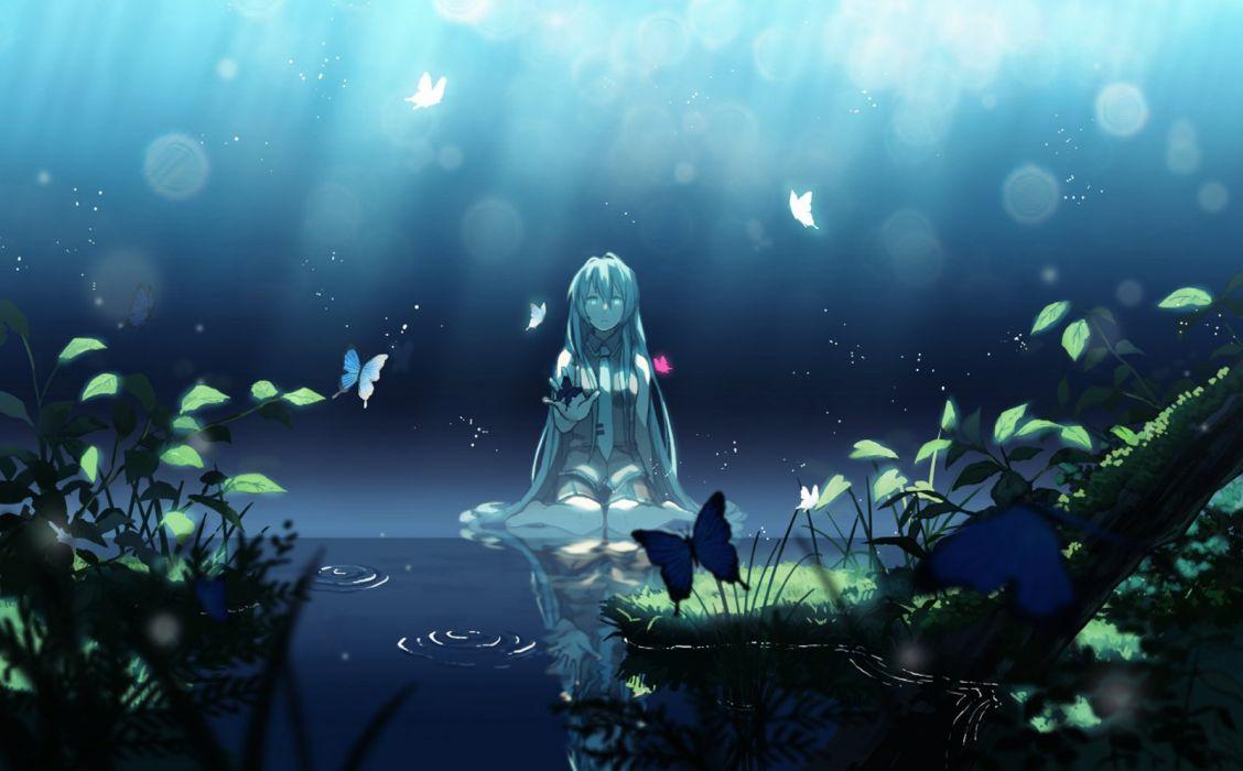 Anime Girl & Butterflies Aesthetic Wallpaper - Anime Girl Wallpaper