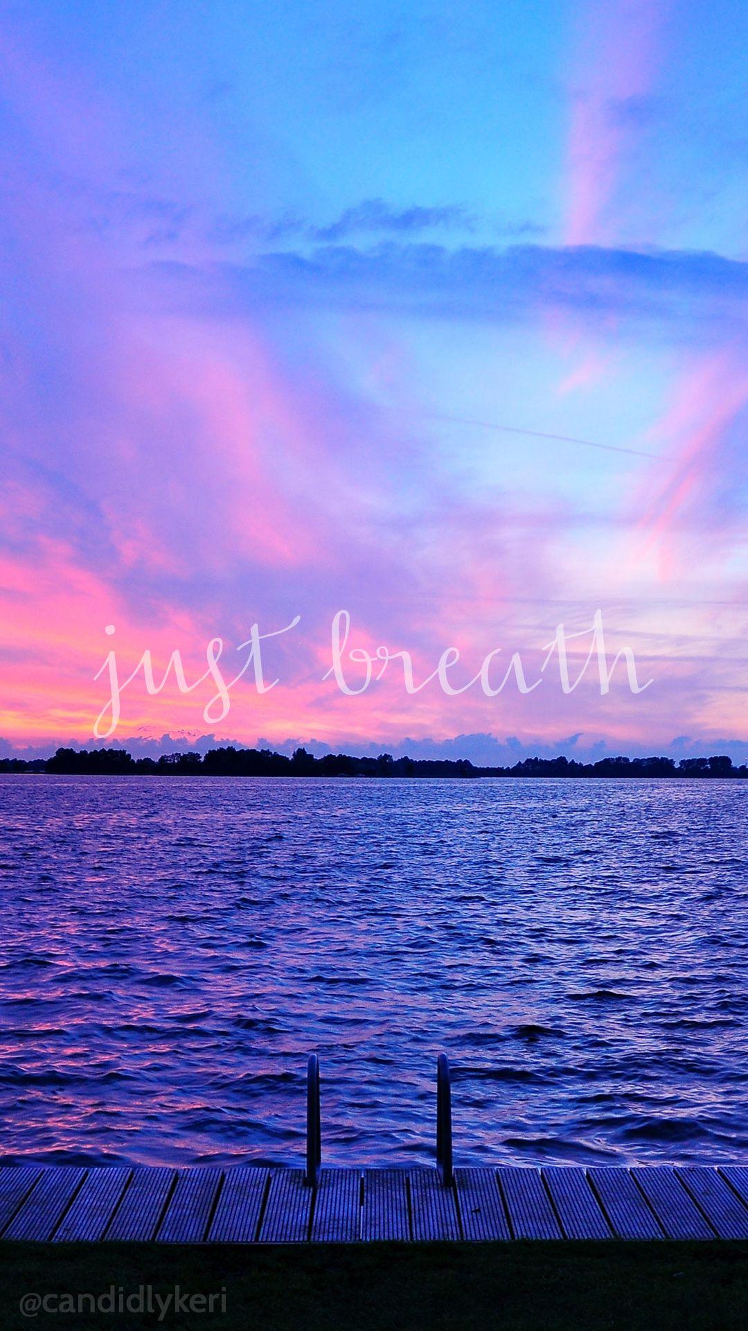 Just Breathe sunset ocean view pink and purple sky wallpaper download for free iphone background. Background phone wallpaper, Ocean wallpaper, Wallpaper gallery