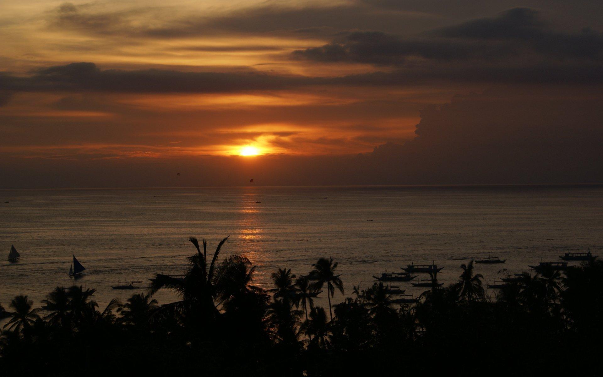 Sunset ocean view widescreen wallpaper