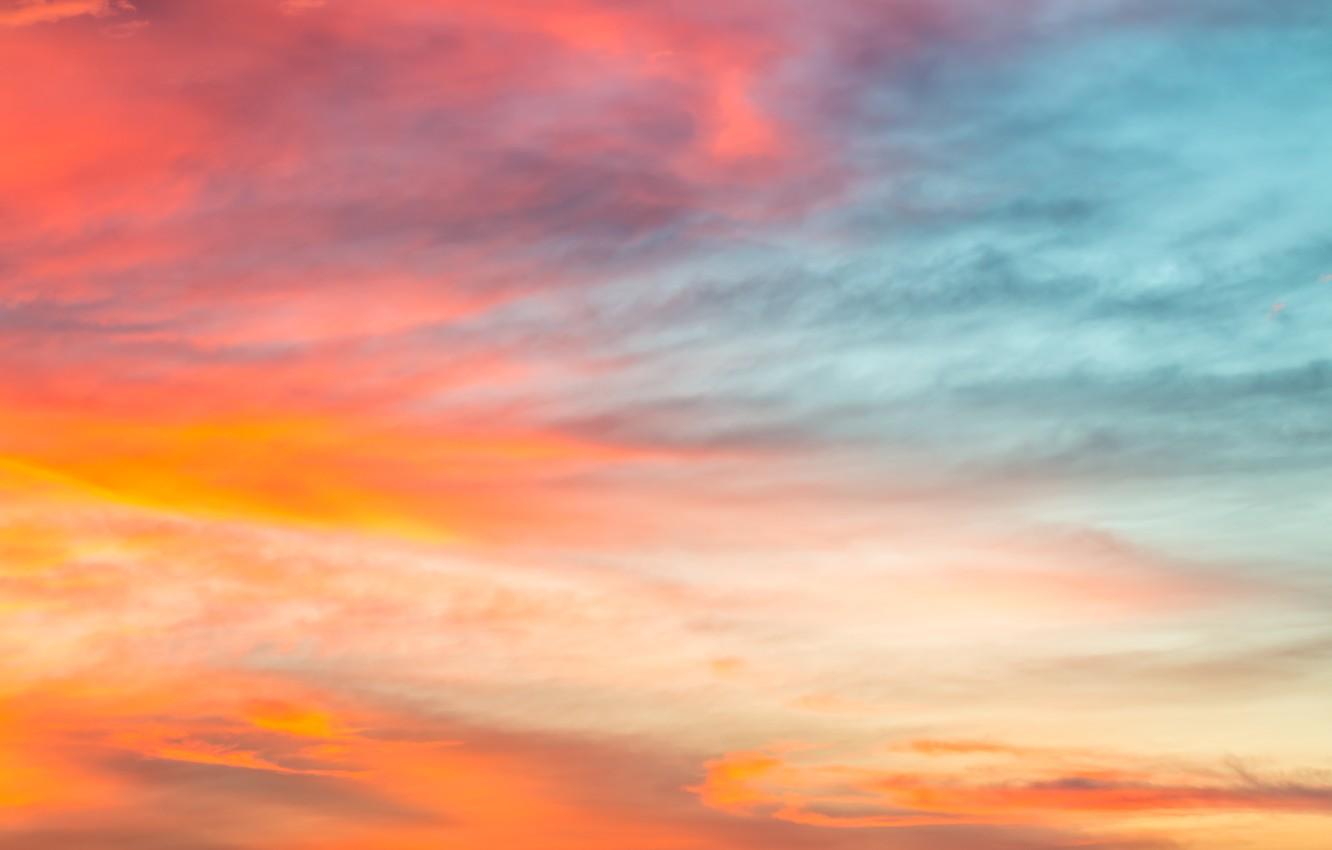 Wallpaper the sky, clouds, sunset, colorful, rainbow, sky, sunset, clouds image for desktop, section абстракции